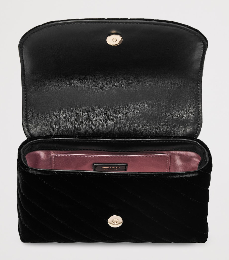 Small Curve Velvet Cross-Body Bag BLACK/SHINY GOLD Image 5