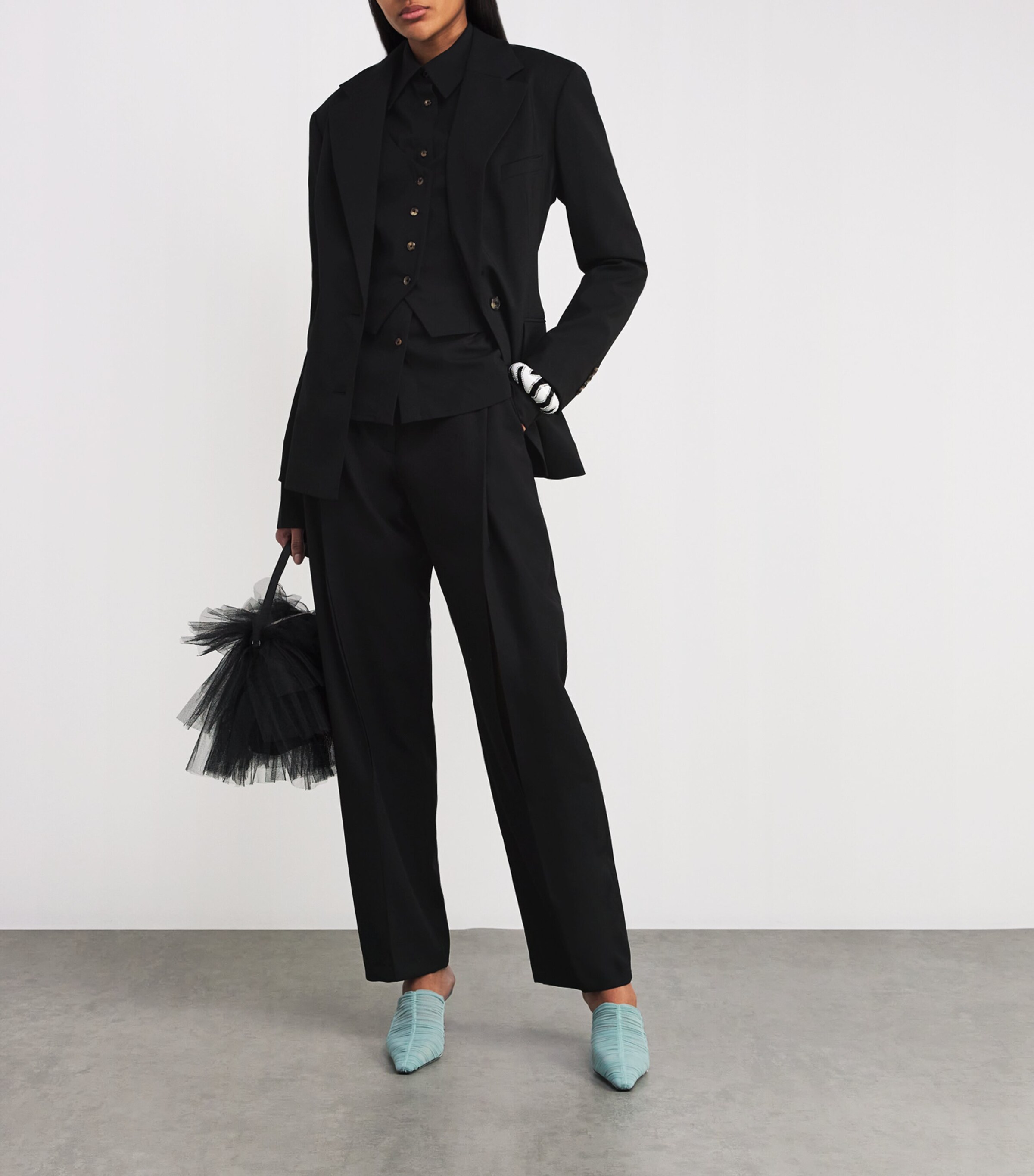 Wool Open-Back Blazer BLACK Image 2