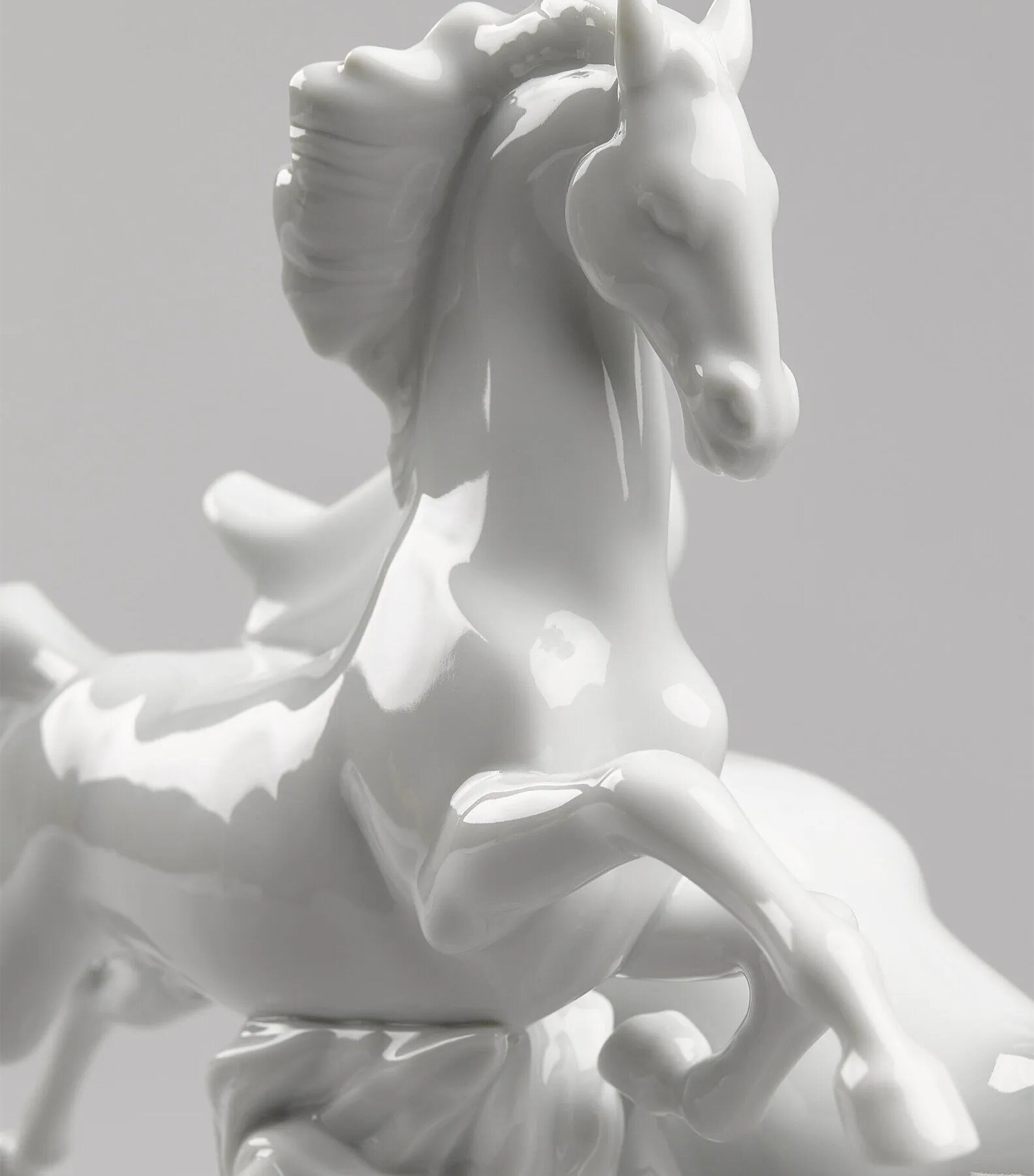 Lladró Porcelain Horses Galloping Figurine White Image 2