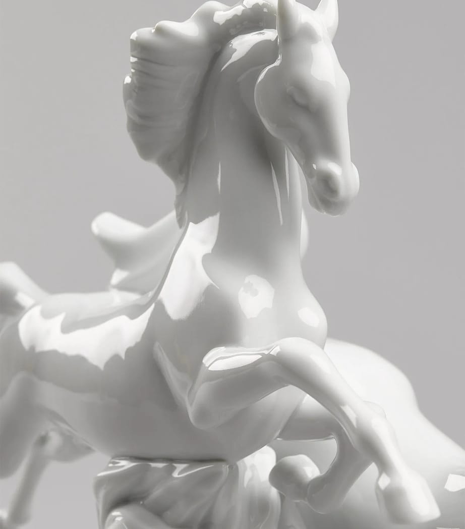 Porcelain Horses Galloping Figurine WHITE Image 2