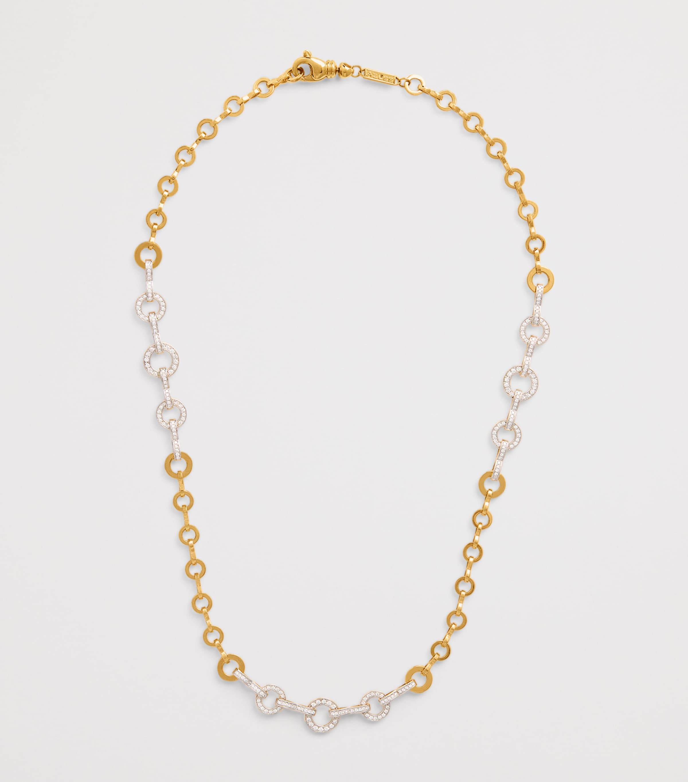 Yellow Gold and Pavé Diamond Candence Circle Chain Necklace YELLOW GOLD Image 3