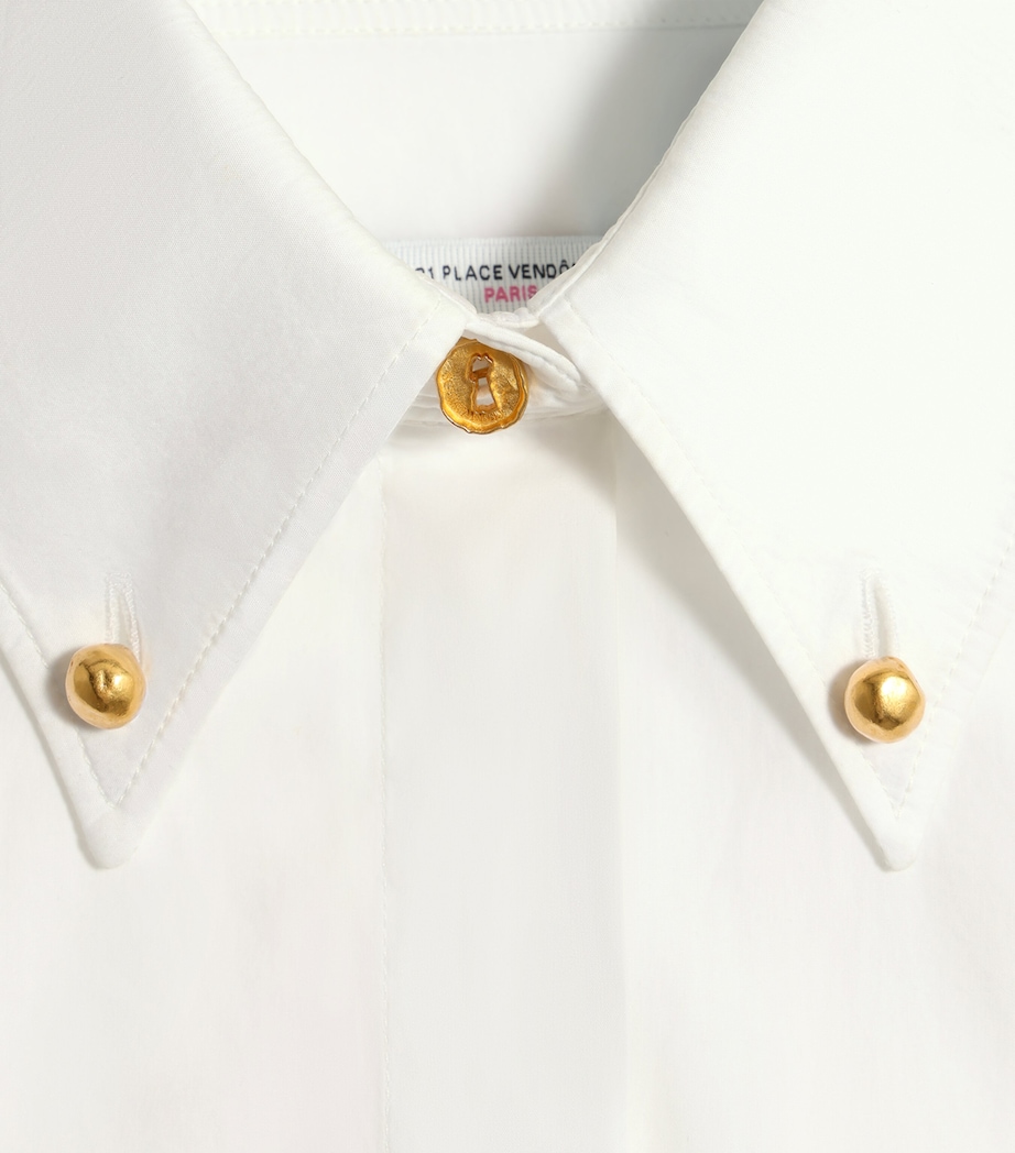 Silk Fitted Button-Down Shirt 100 WHITE Image 3
