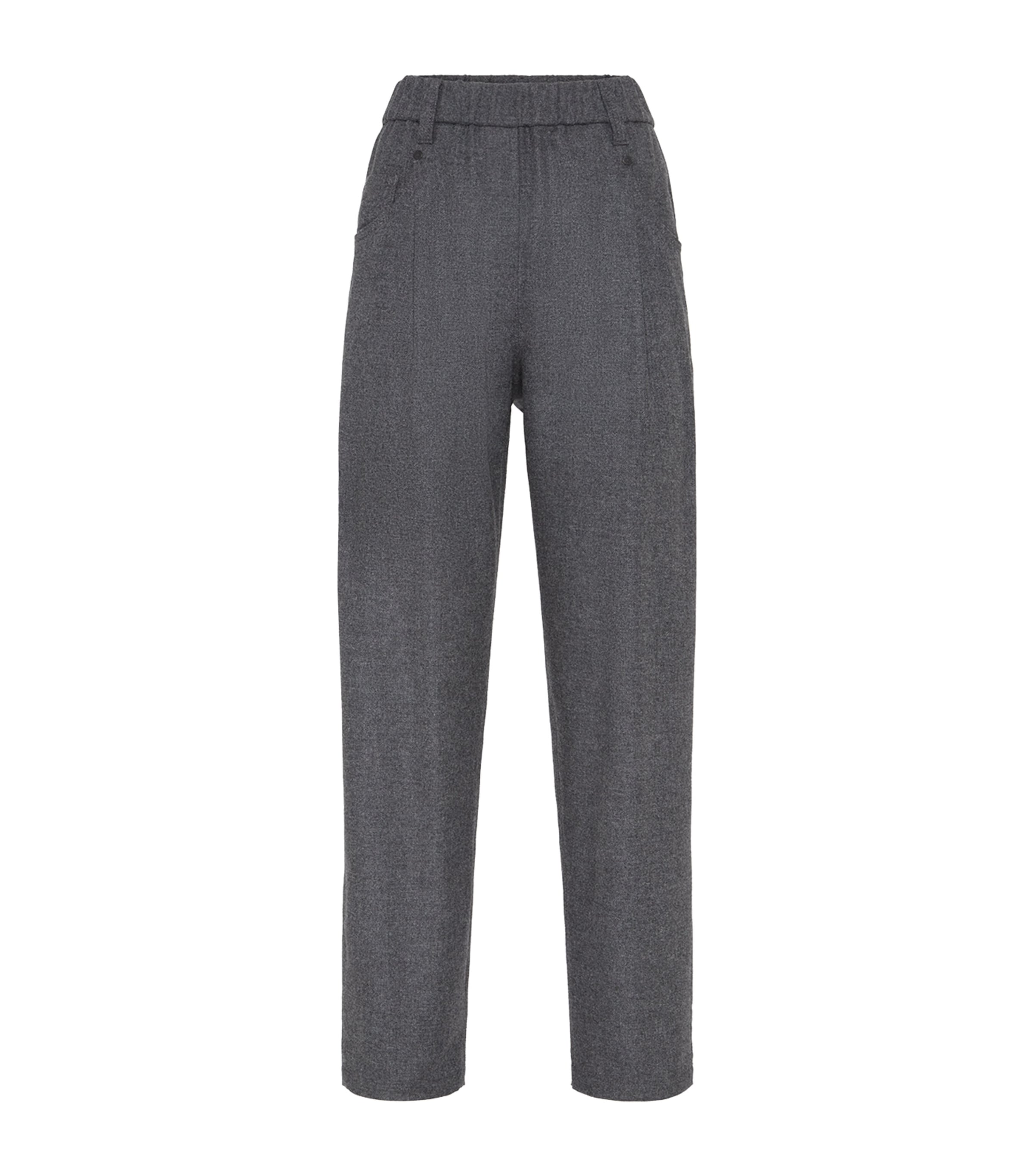 Brunello Cucinelli Wool-cashmere Twill Flannel Baggy Trousers In Multi