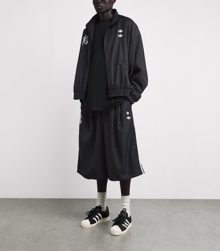 Willy Chavarria Mens x adidas Originals Pinstripe Shorts Black/white Image 2