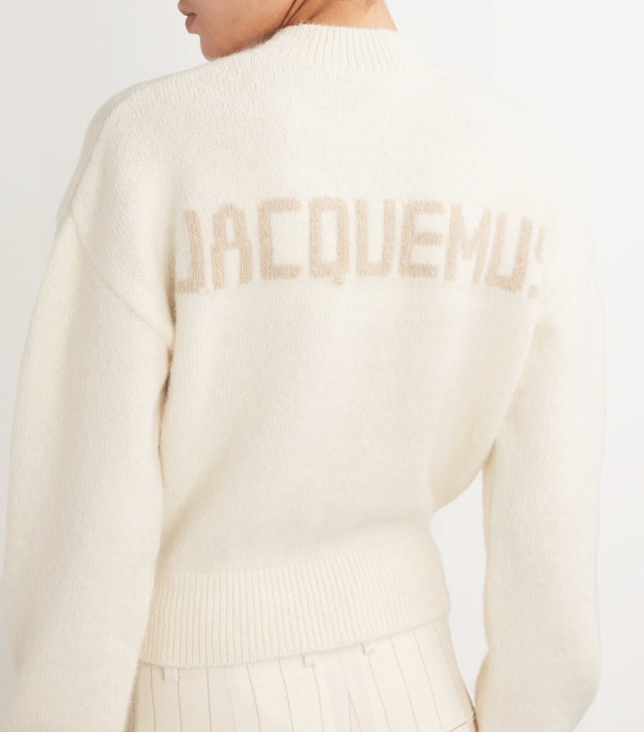 Alpaca Wool-Blend Logo Sweater LIGHT BEIGE 130 Image 6