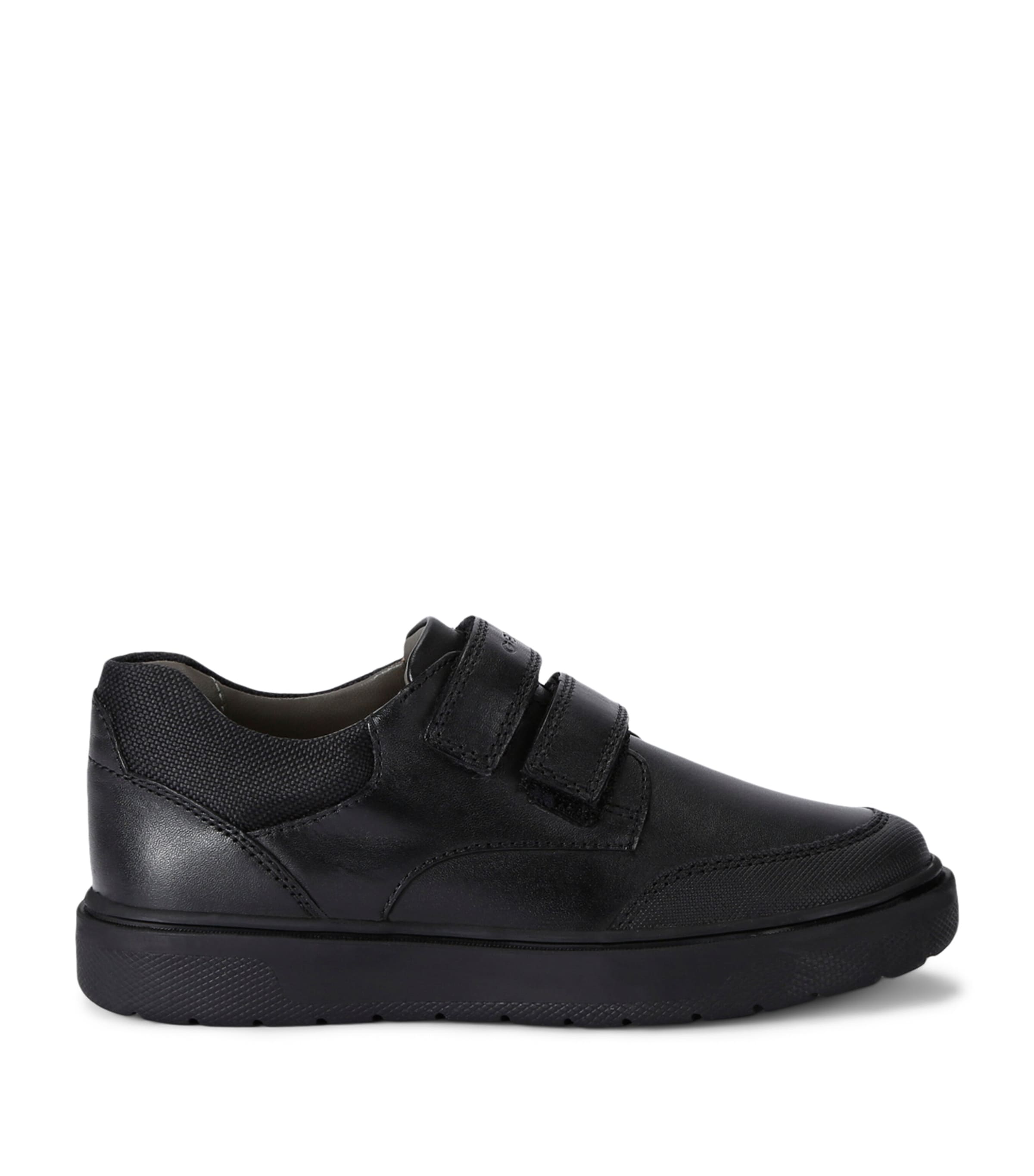 Geox Kids' Leather J Riddock Velcro Sneakers In Black
