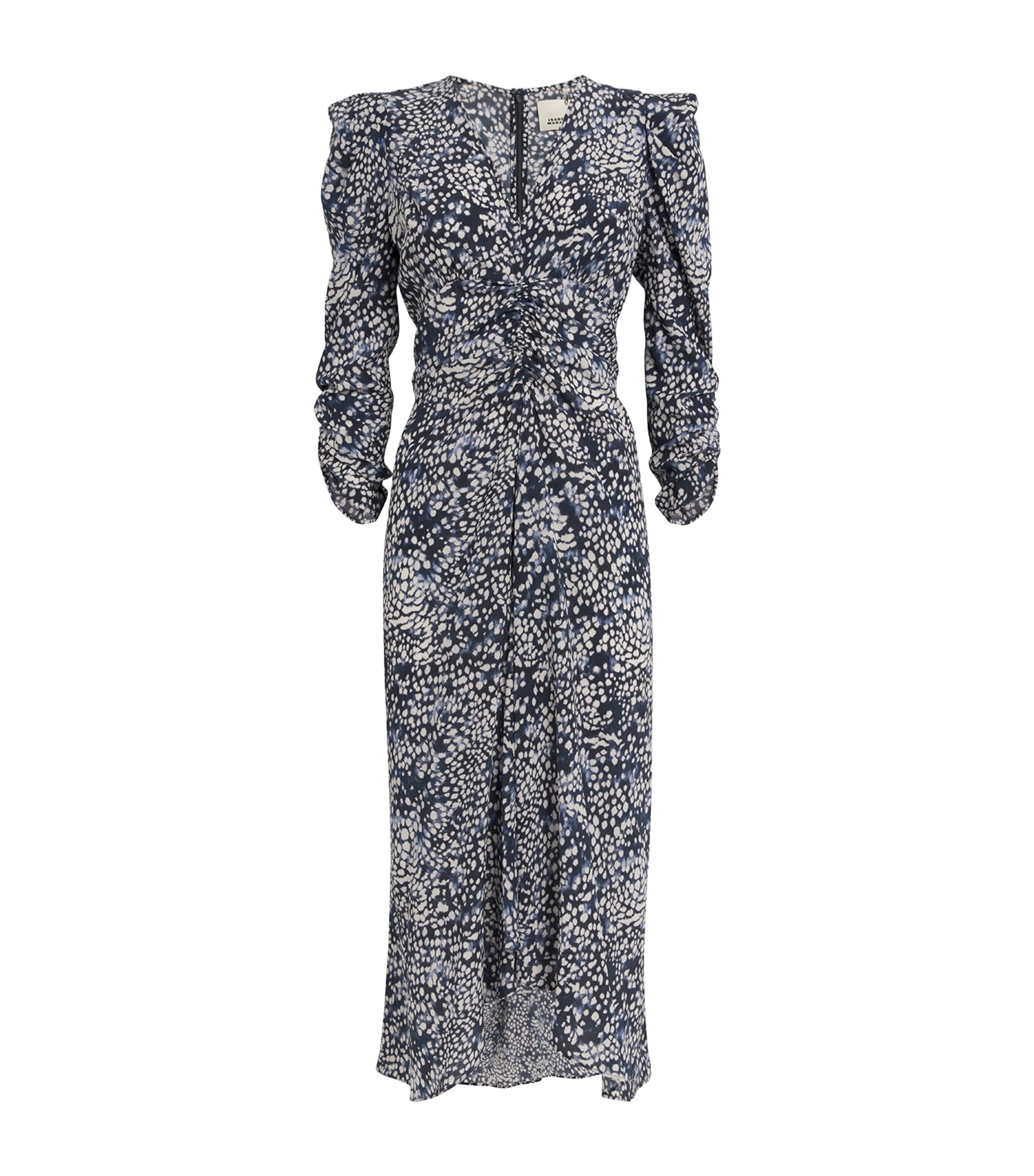 Shop Isabel Marant Ruched Albini Midi Dress In Navy