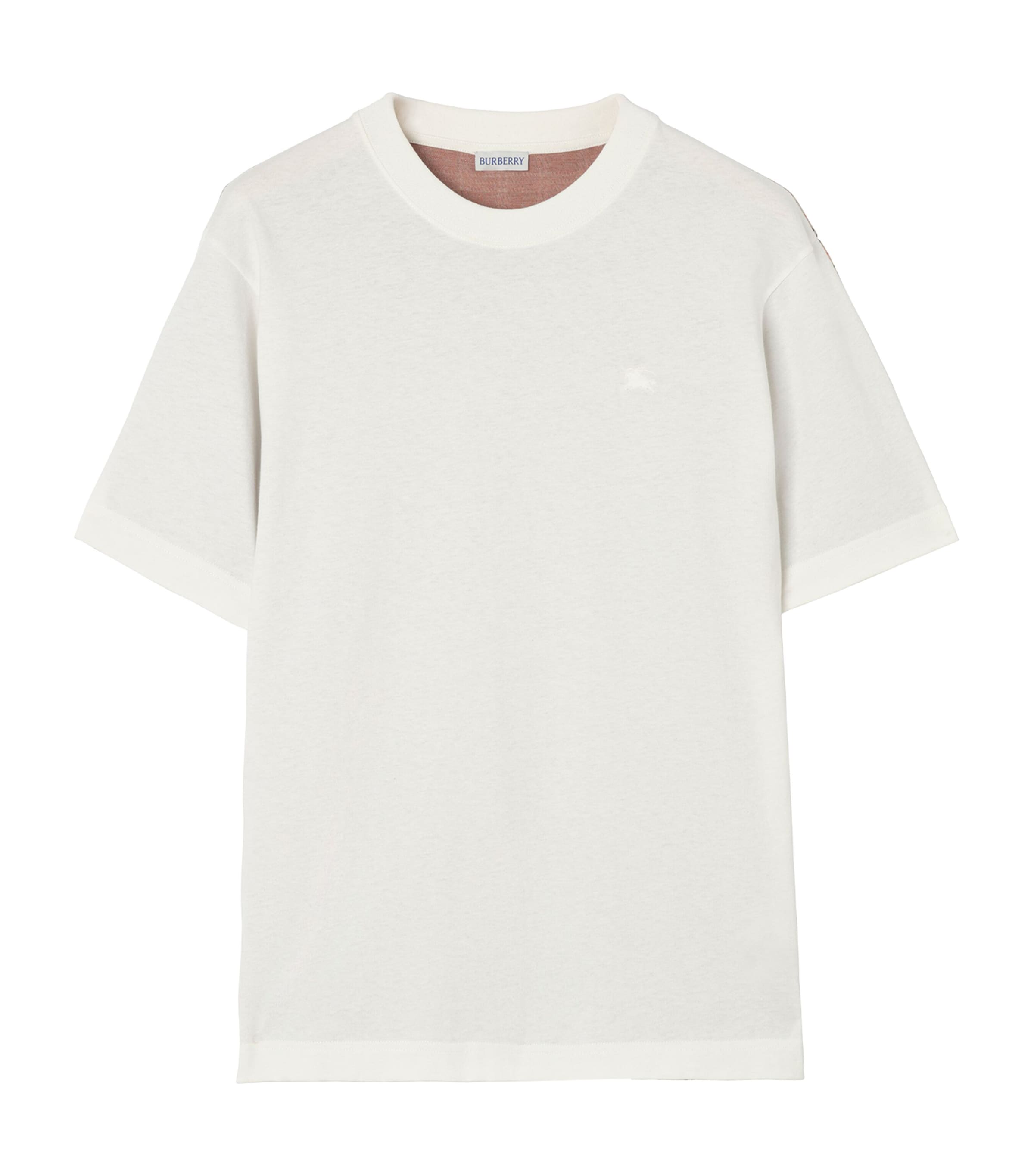 Burberry Mens Check Reverse T-Shirt Chalk Image 1
