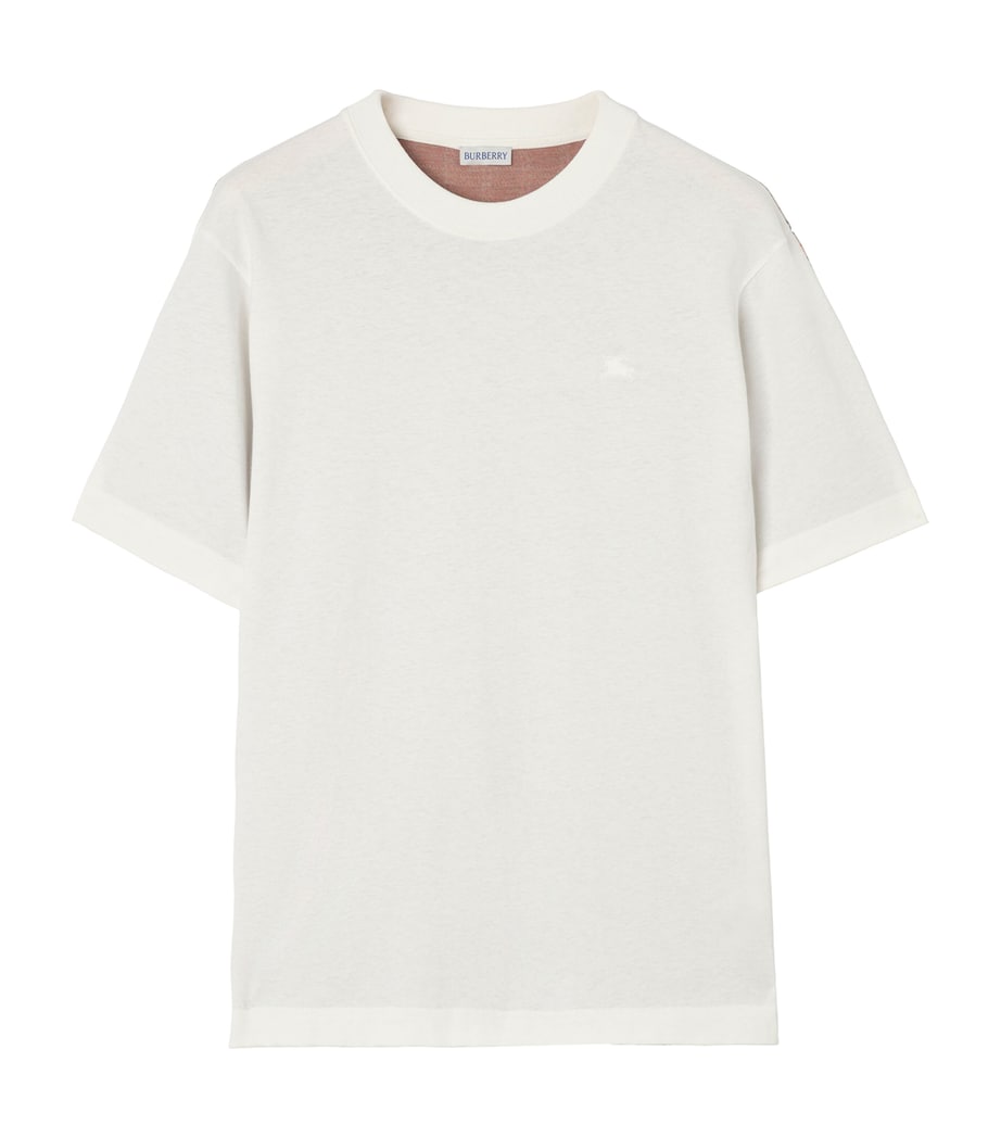 Burberry Mens Check Reverse T-Shirt Chalk Image 1