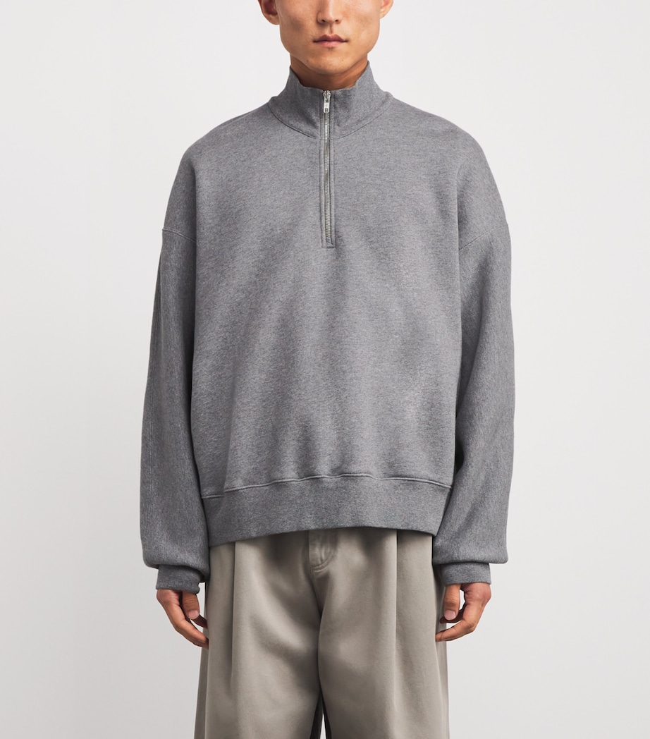 Cotton Quarter-Zip Idris Sweatshirt A1027-GRYHR Image 3