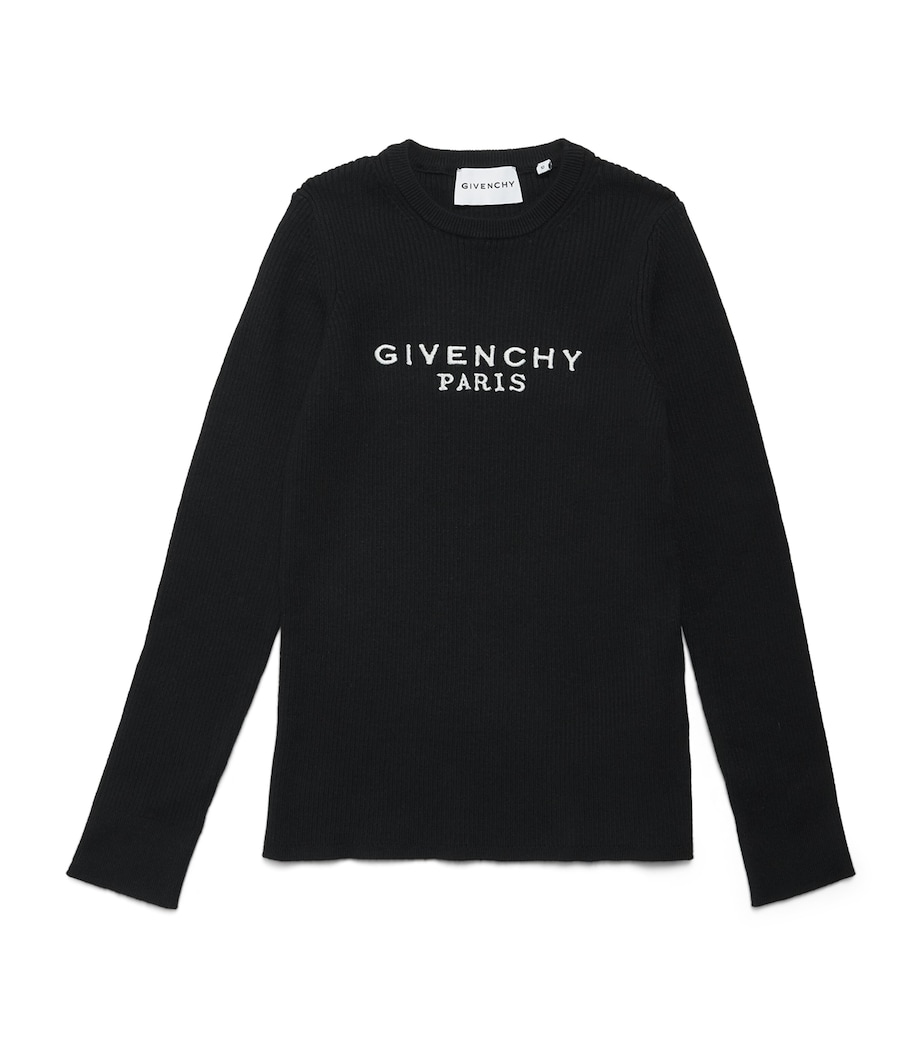 Givenchy Kids Cotton-Cashmere Ribbed Logo Sweater (4-12+ Years) Image 1