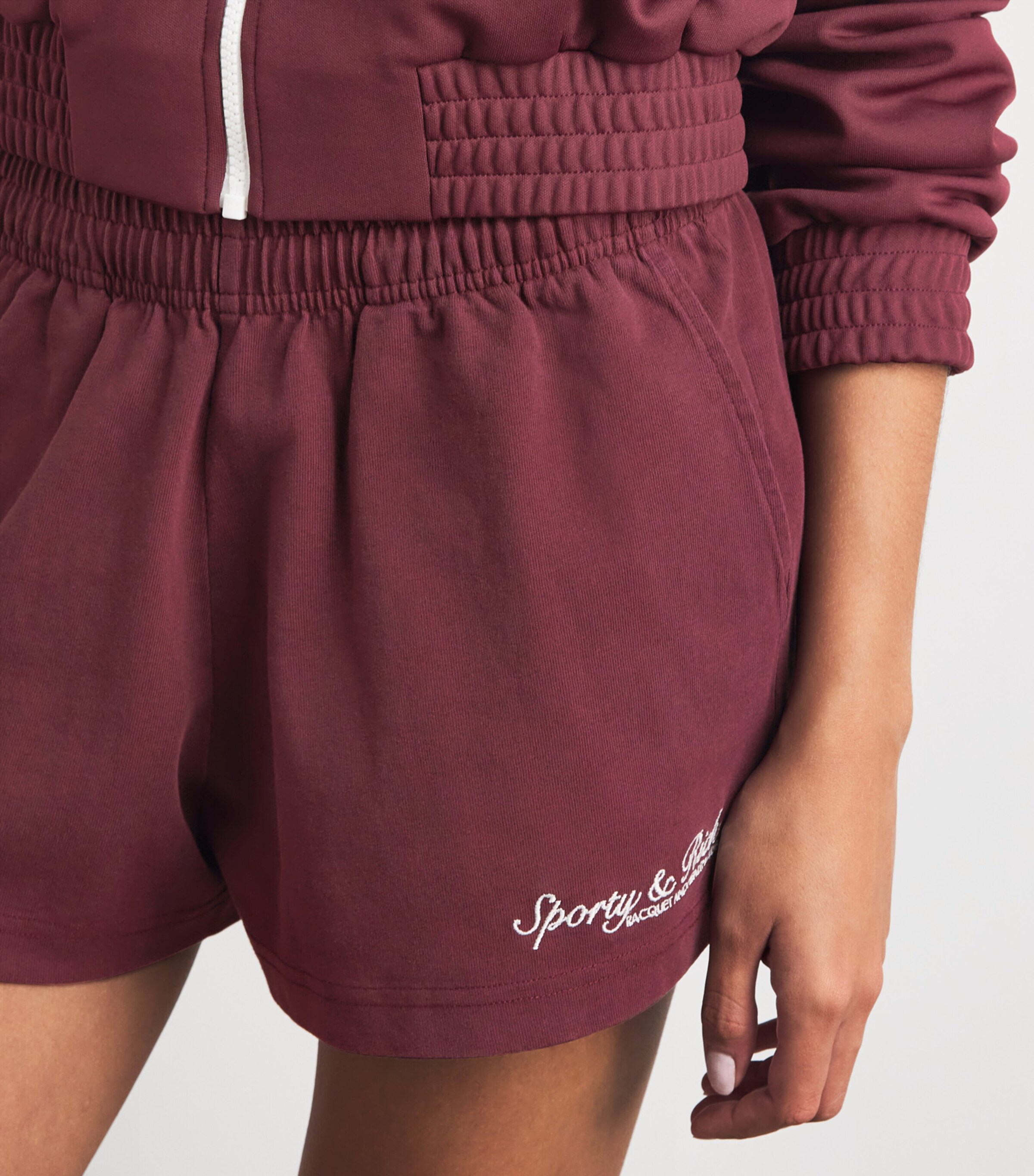 Sporty & Rich Womens Cotton Syracuse Sweat Shorts Bordeaux Image 3