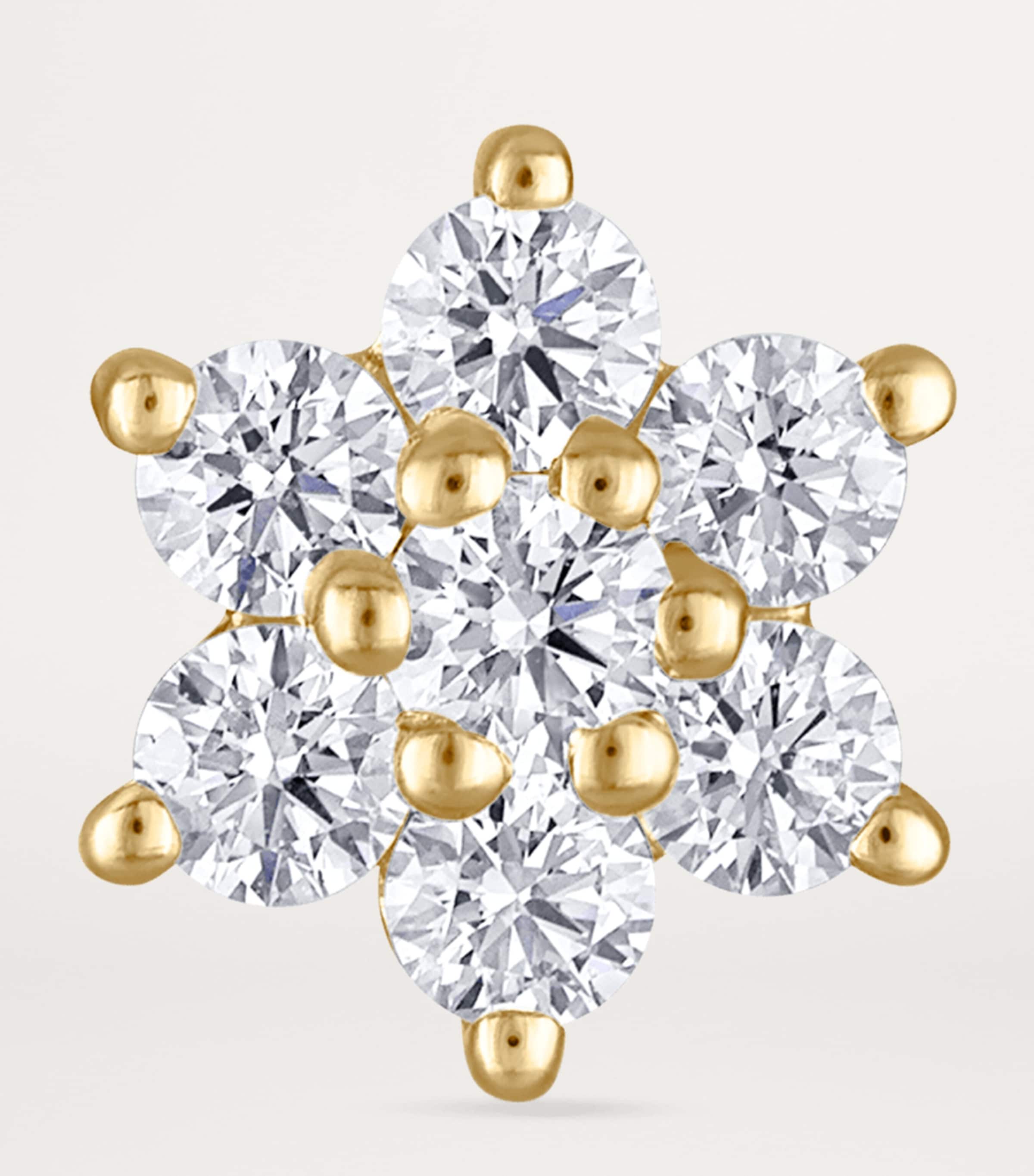 Yellow Gold Diamond Flower Threaded Stud Earring (7mm) YELLOW GOLD Image 3