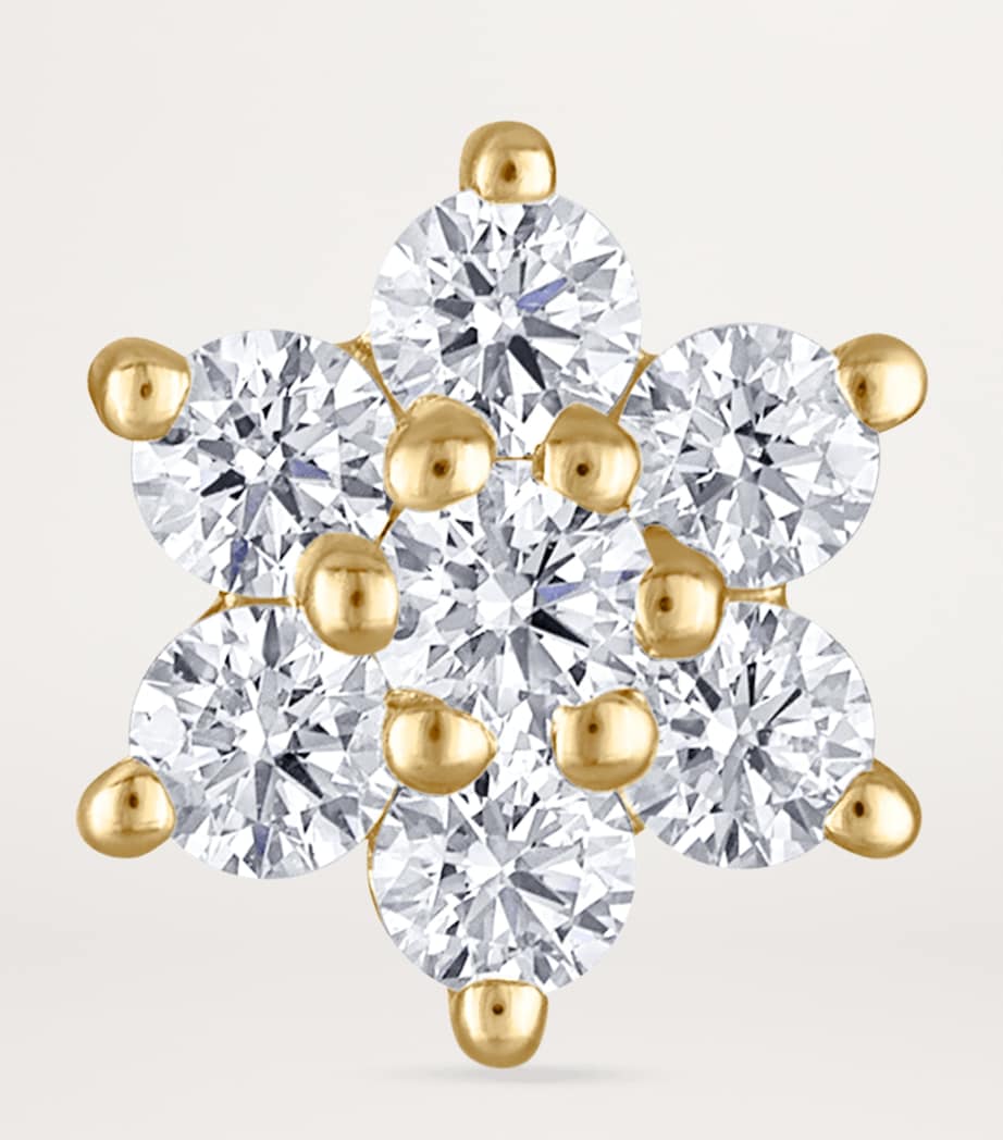 Yellow Gold Diamond Flower Threaded Stud Earring (7mm) YELLOW GOLD Image 3