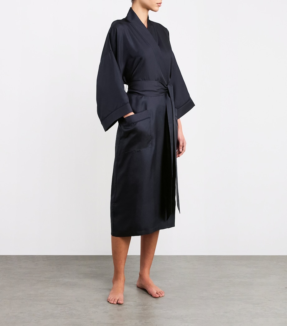 Silk Sabine Long Robe NAVY Image 2