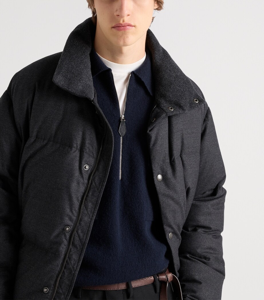 Prada Mens Cashmere Quarter-Zip Sweater Blue Image 3