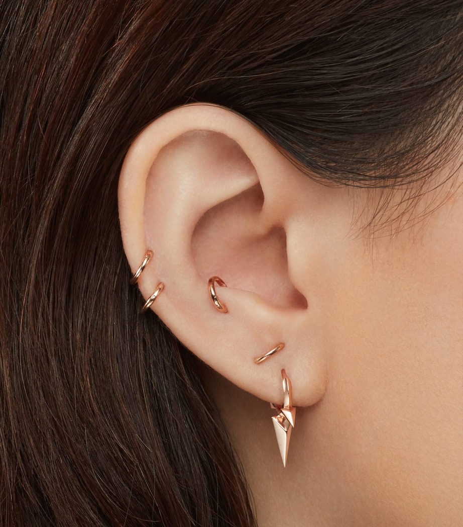 Rose Gold Faceted Triple Long Spike Hoop Earring (6.5mm) ROSE GOLD Image 2