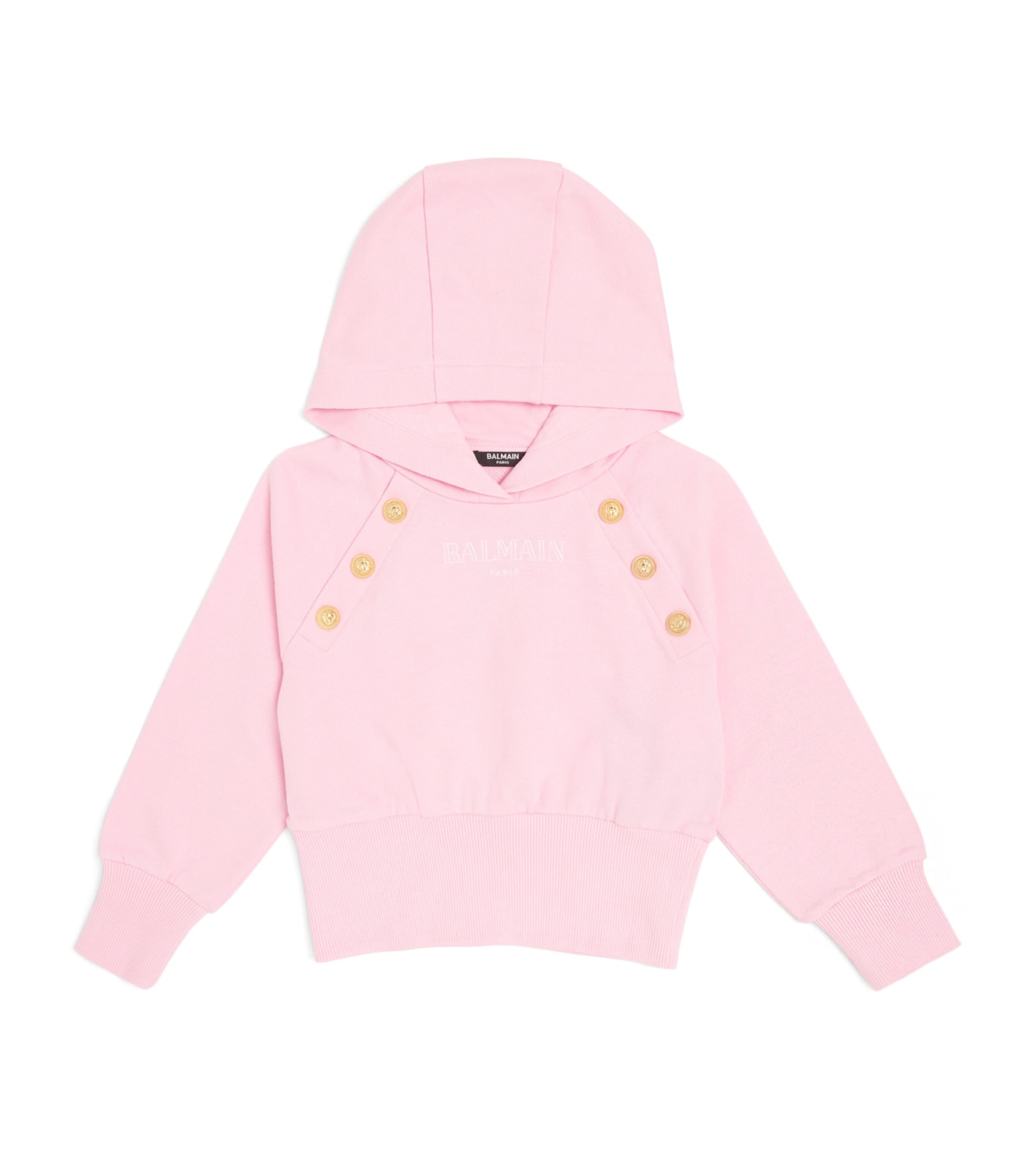 Shop Balmain Cotton Button-detail Hoodie In Pink