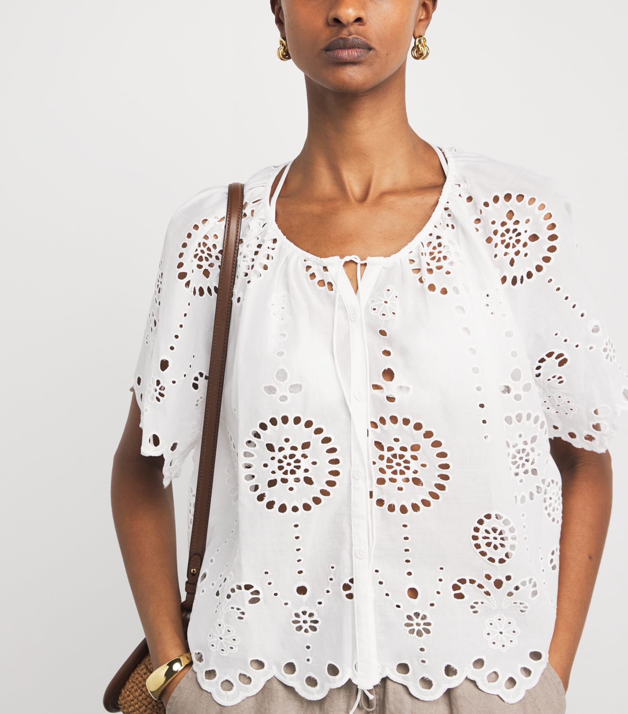 Cotton Broderie Anglaise Blouse WHITE Image 6