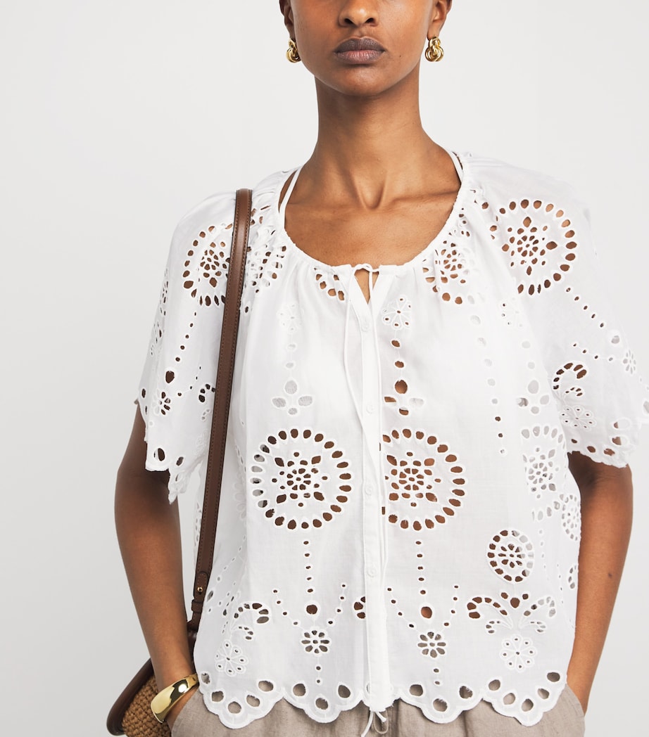 Cotton Broderie Anglaise Blouse WHITE Image 6