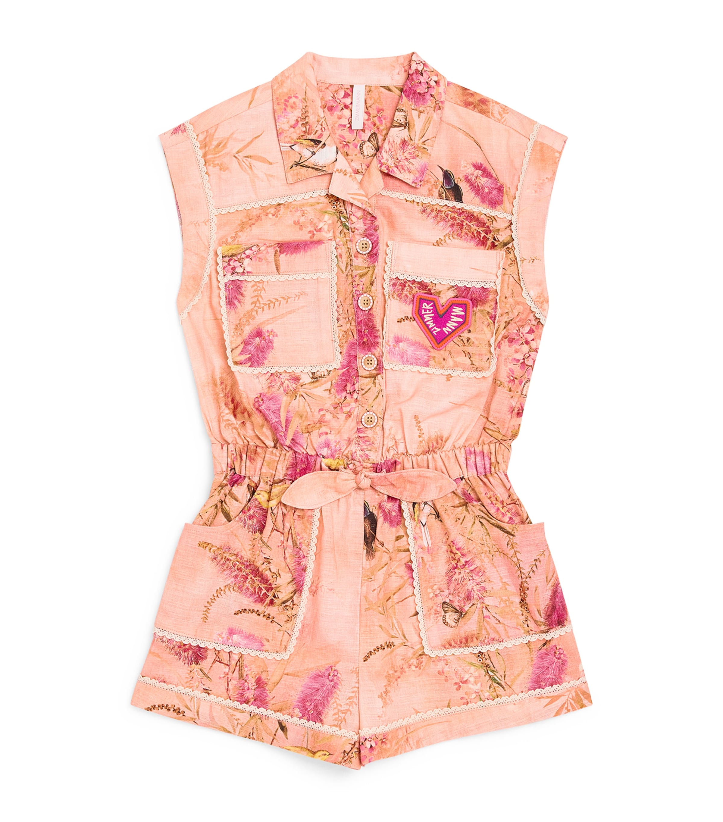Zimmermann Kids' Cotton Crochet-trim Cascadian Playsuit