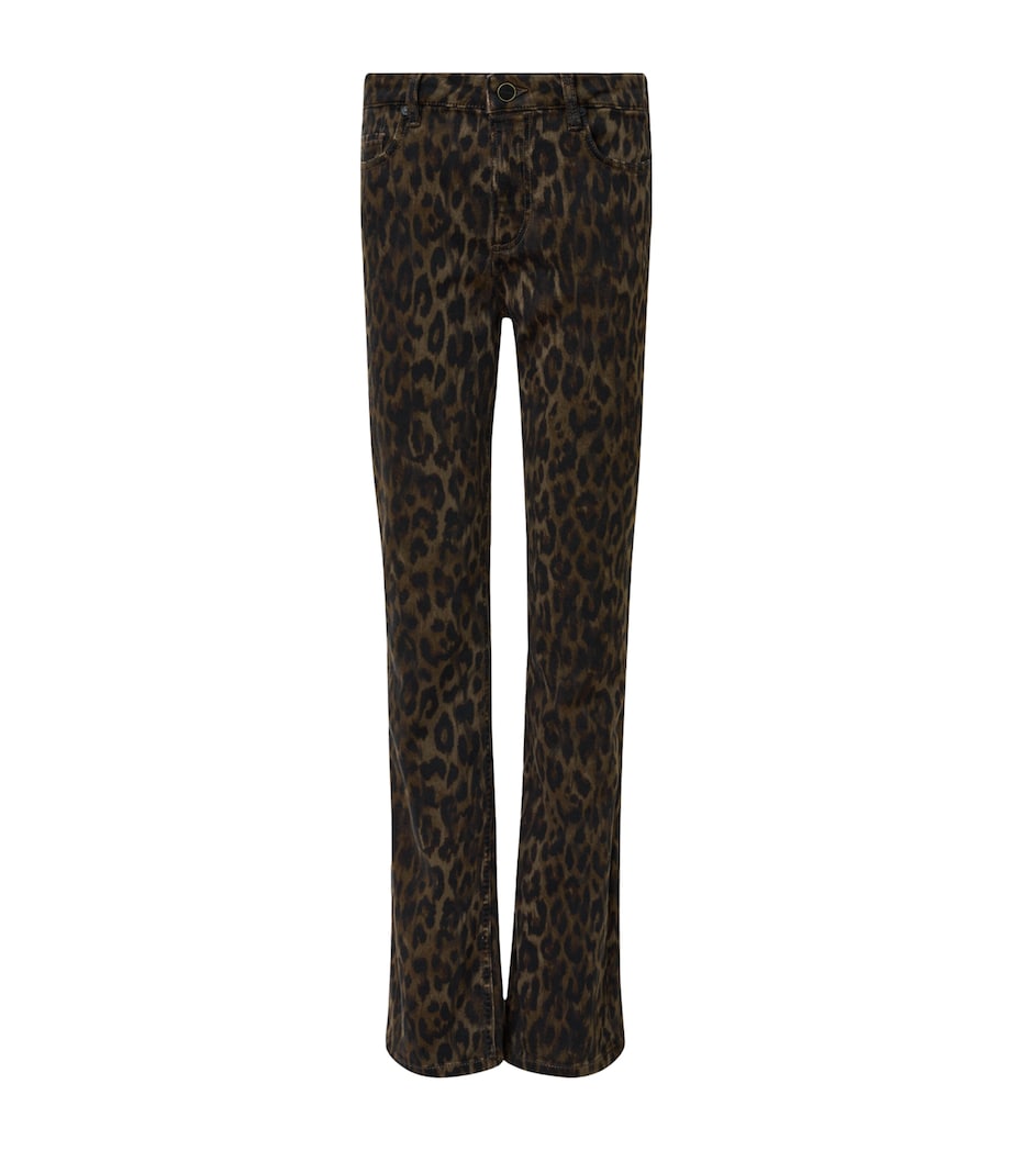 Leopard Print Haldan Slim Bootcut Jeans LEPPO BROWN Image 1