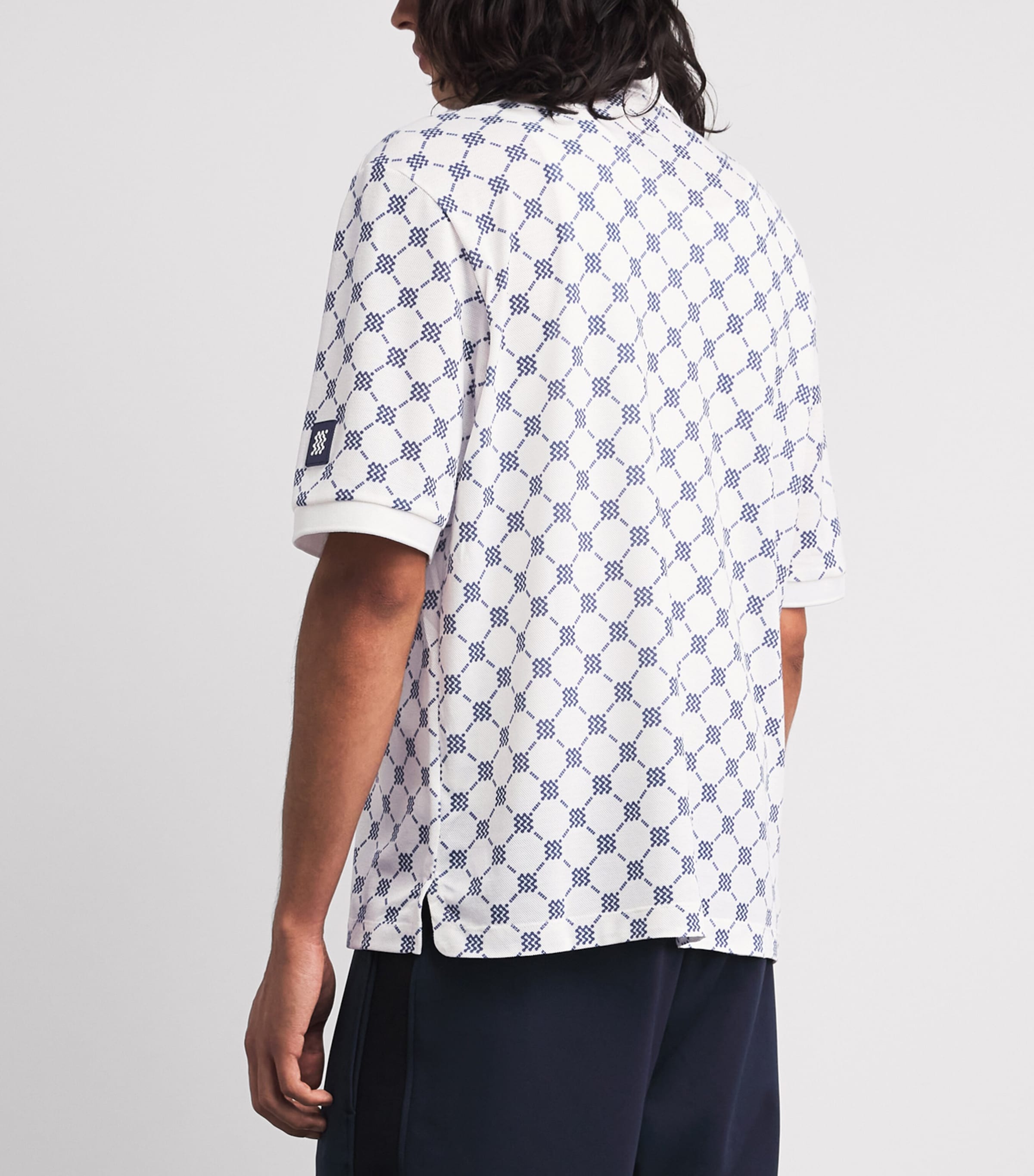 Manors Mens Piqué Monogram GOAT Polo Shirt Cream Image 5