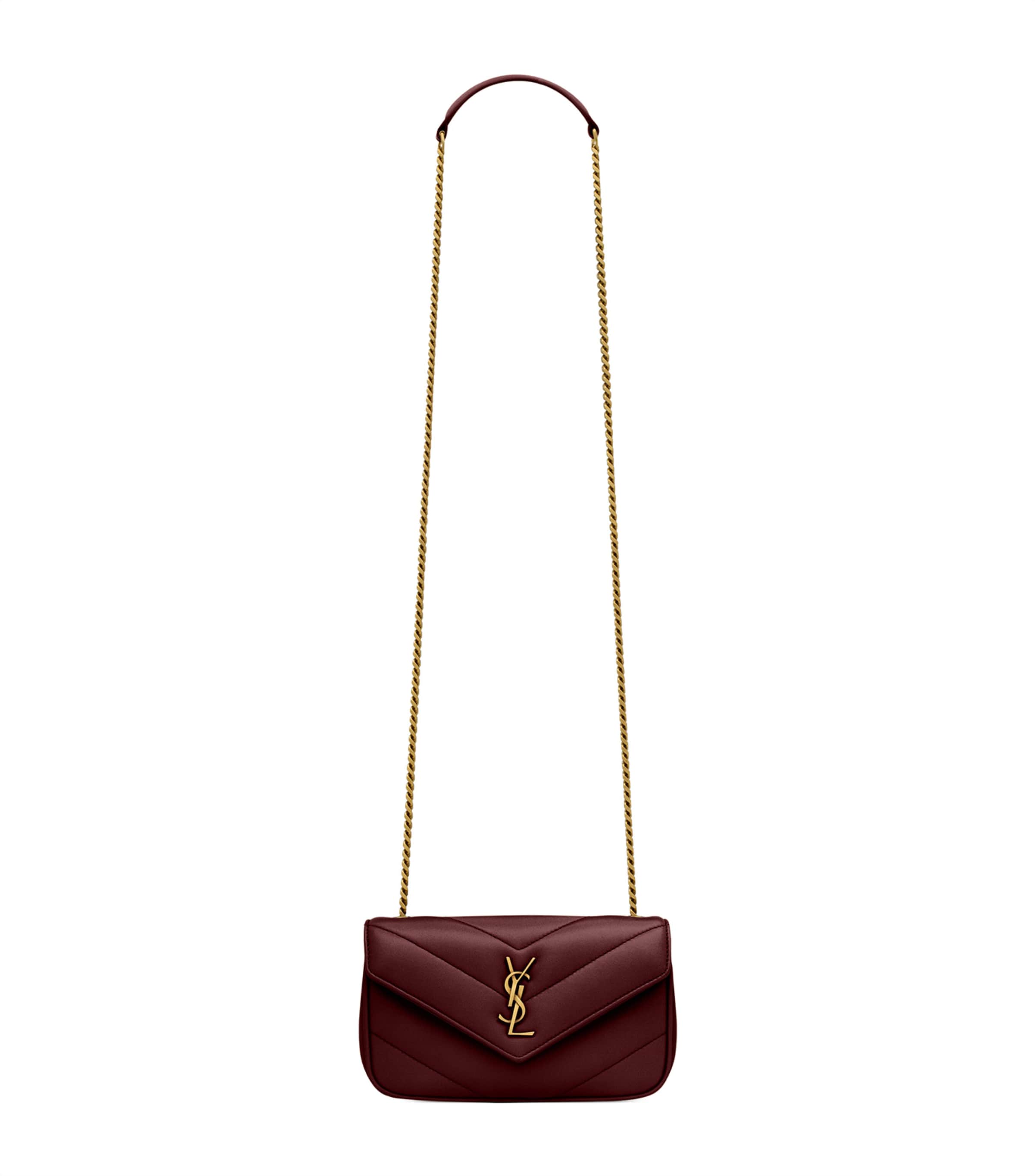 Saint Laurent Mini Loulou Shoulder Bag In Burgundy