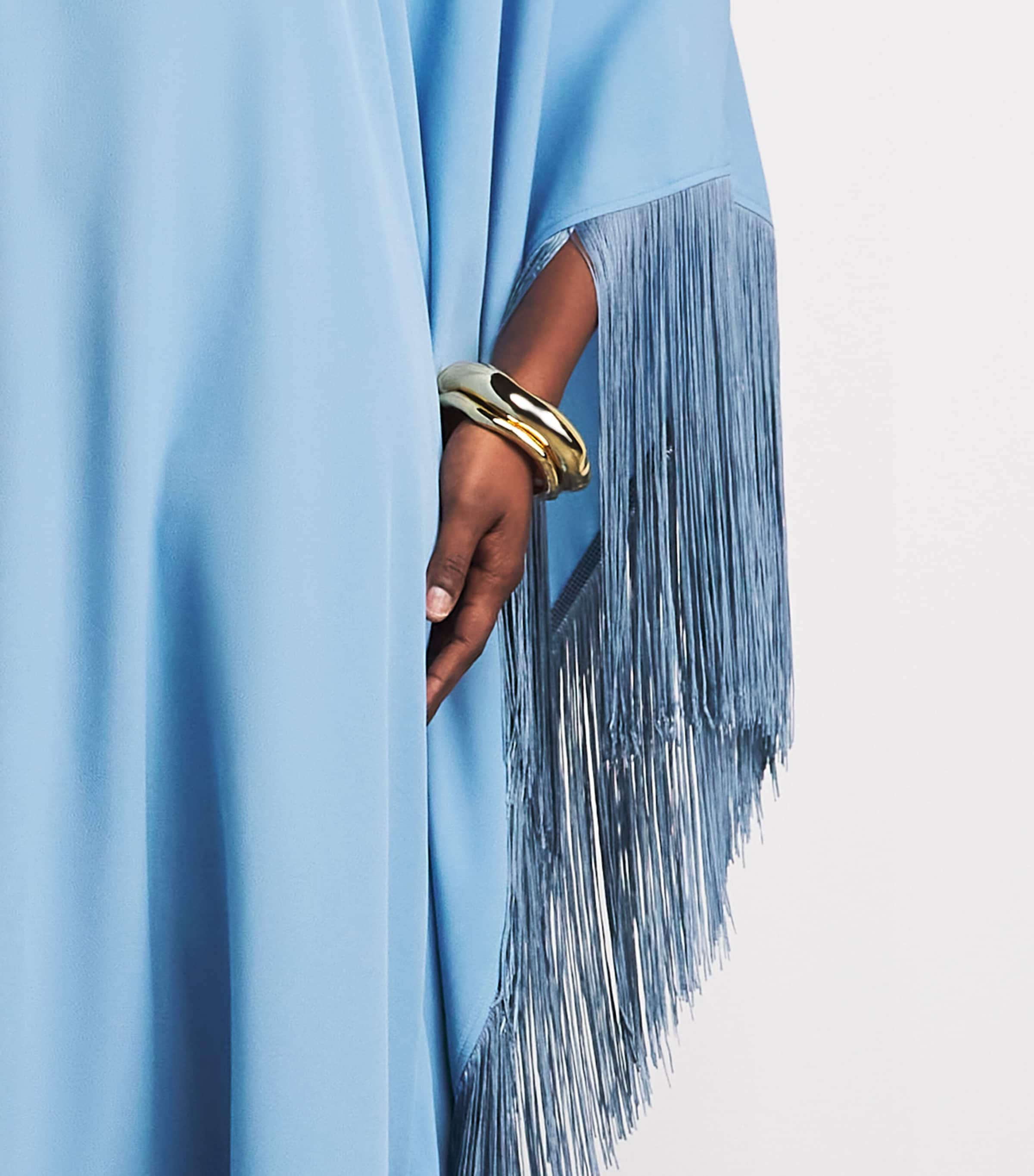 Taller Marmo Womens Fringed Mrs Ross Kaftan Dress Powder Blue Image 5