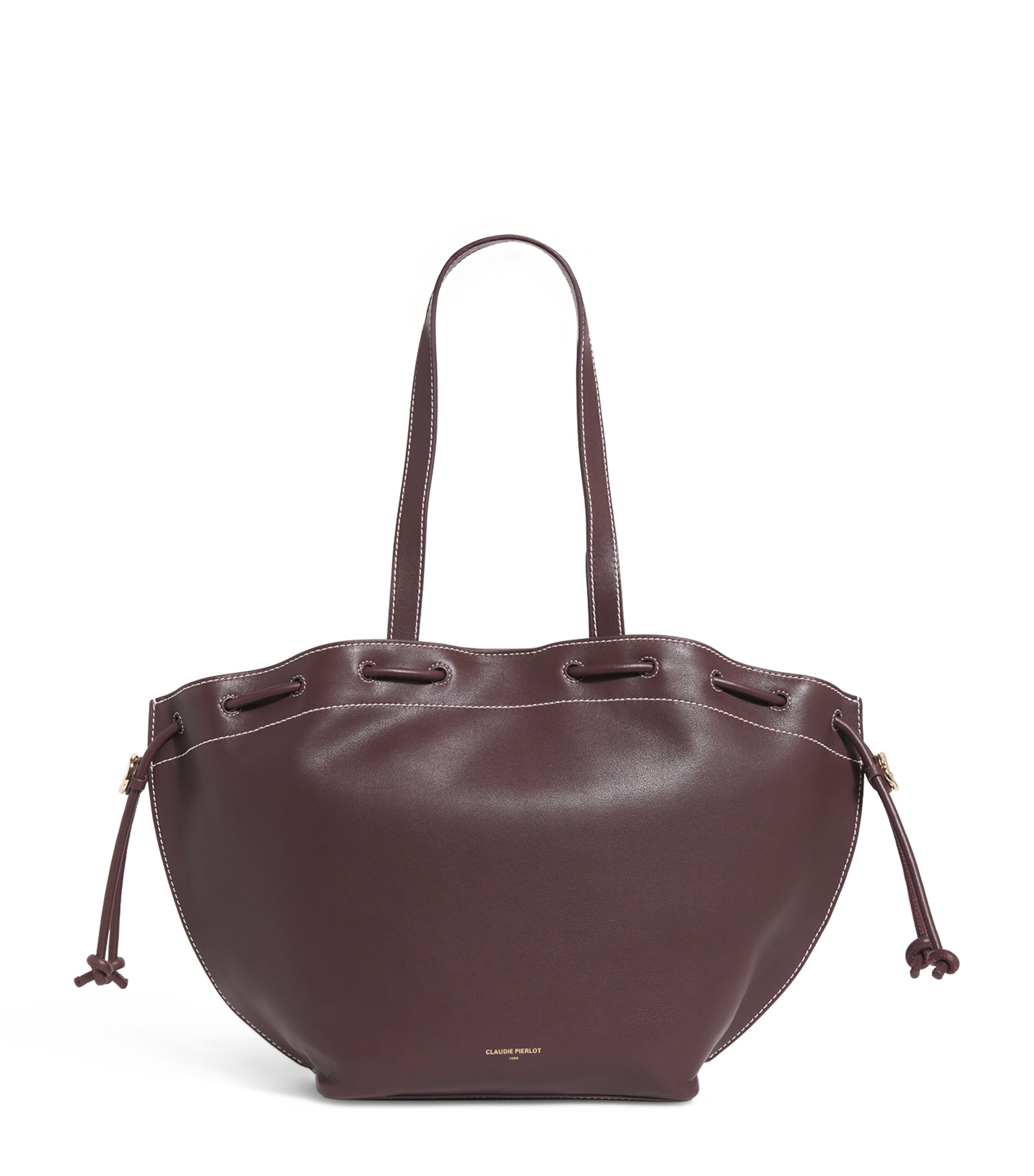 Claudie Pierlot Leather Drawstring Tote Bag In Purple