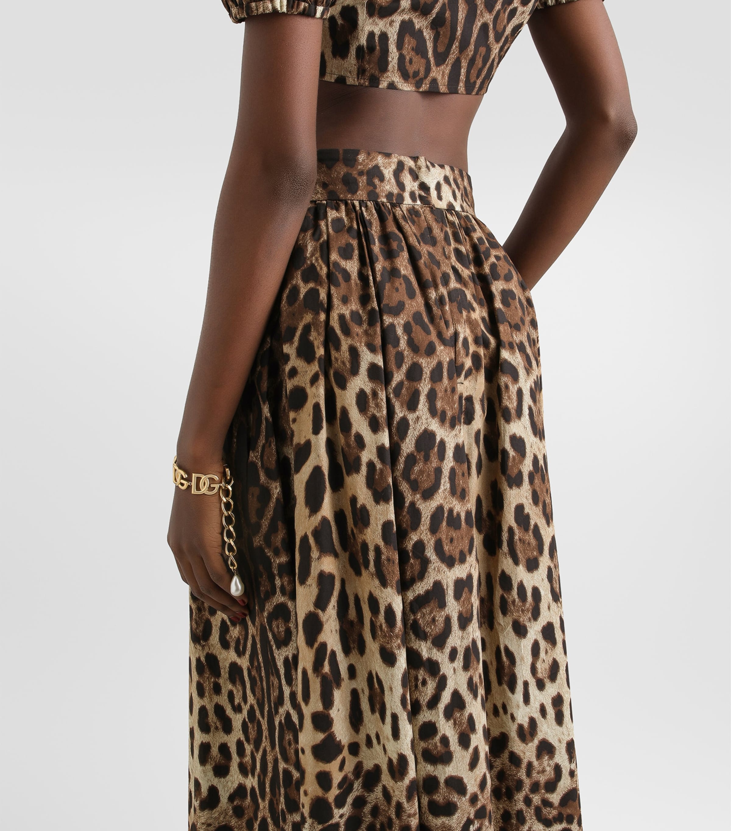 Dolce&Gabbana Womens Cotton Leopard Print Midi Skirt Leo New Image 5