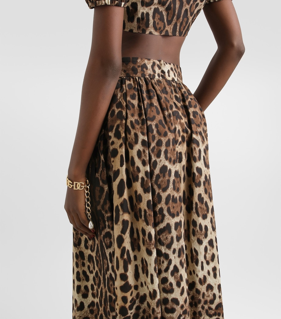 Dolce&Gabbana Womens Cotton Leopard Print Midi Skirt Leo New Image 5