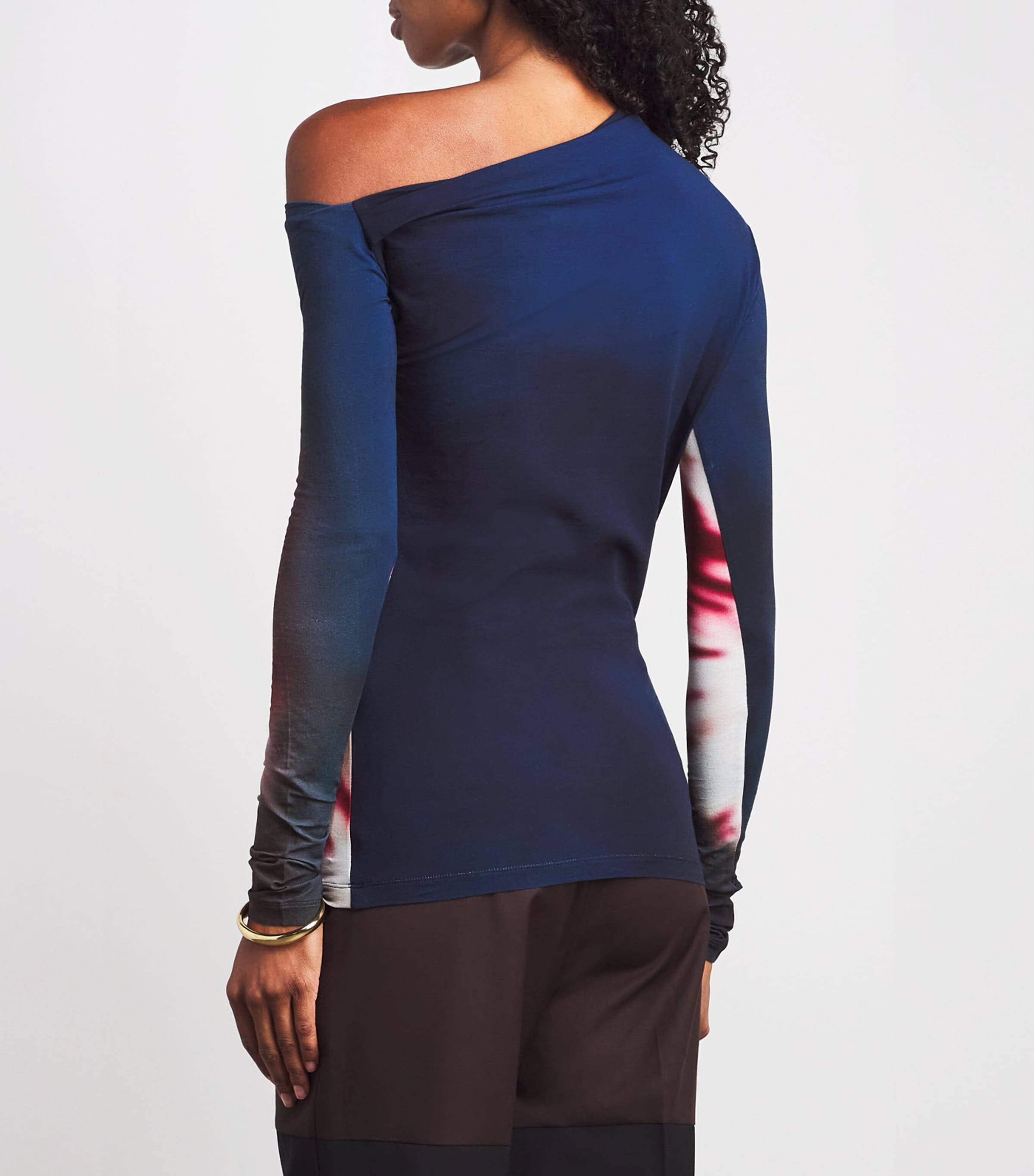 Stretch-Cotton Printed Top DARK GREY Image 4