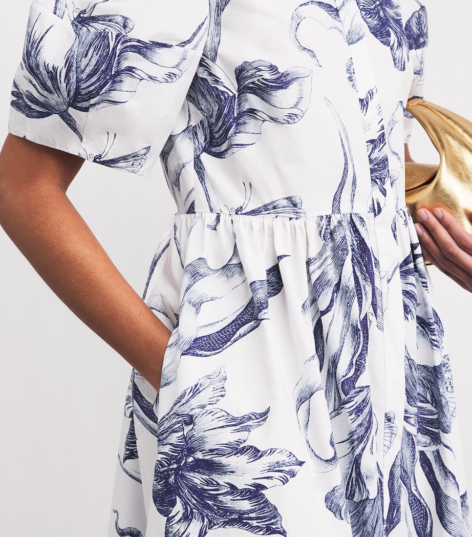 Erdem Womens Cotton Floral Print Midi Dress Btnical Engrve Ivry Image 5