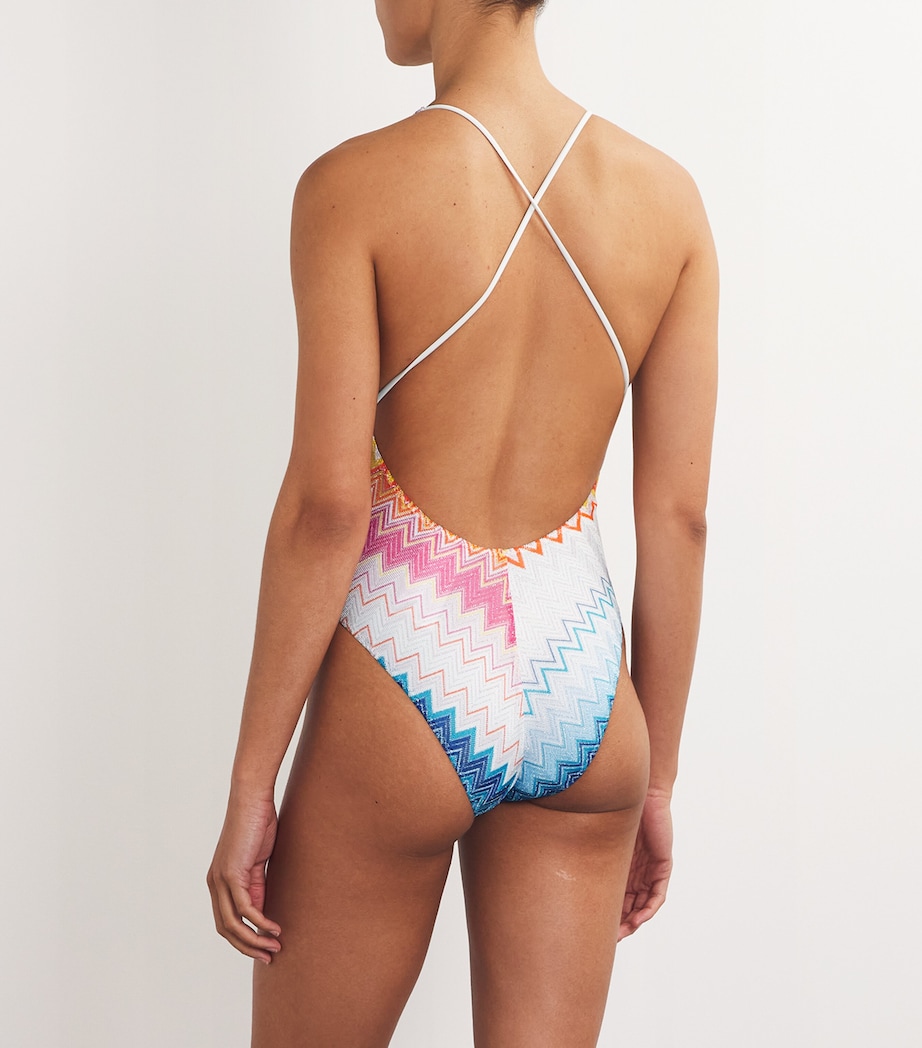 Zigzag Cross-Back Swimsuit SM9MW  MLTI FCSA BLU Image 3