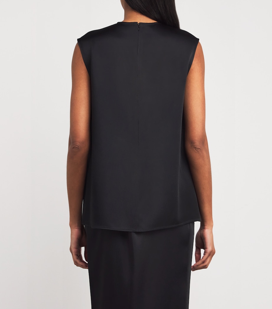 Satin Sleeveless Blouse 1000 BLACK Image 4