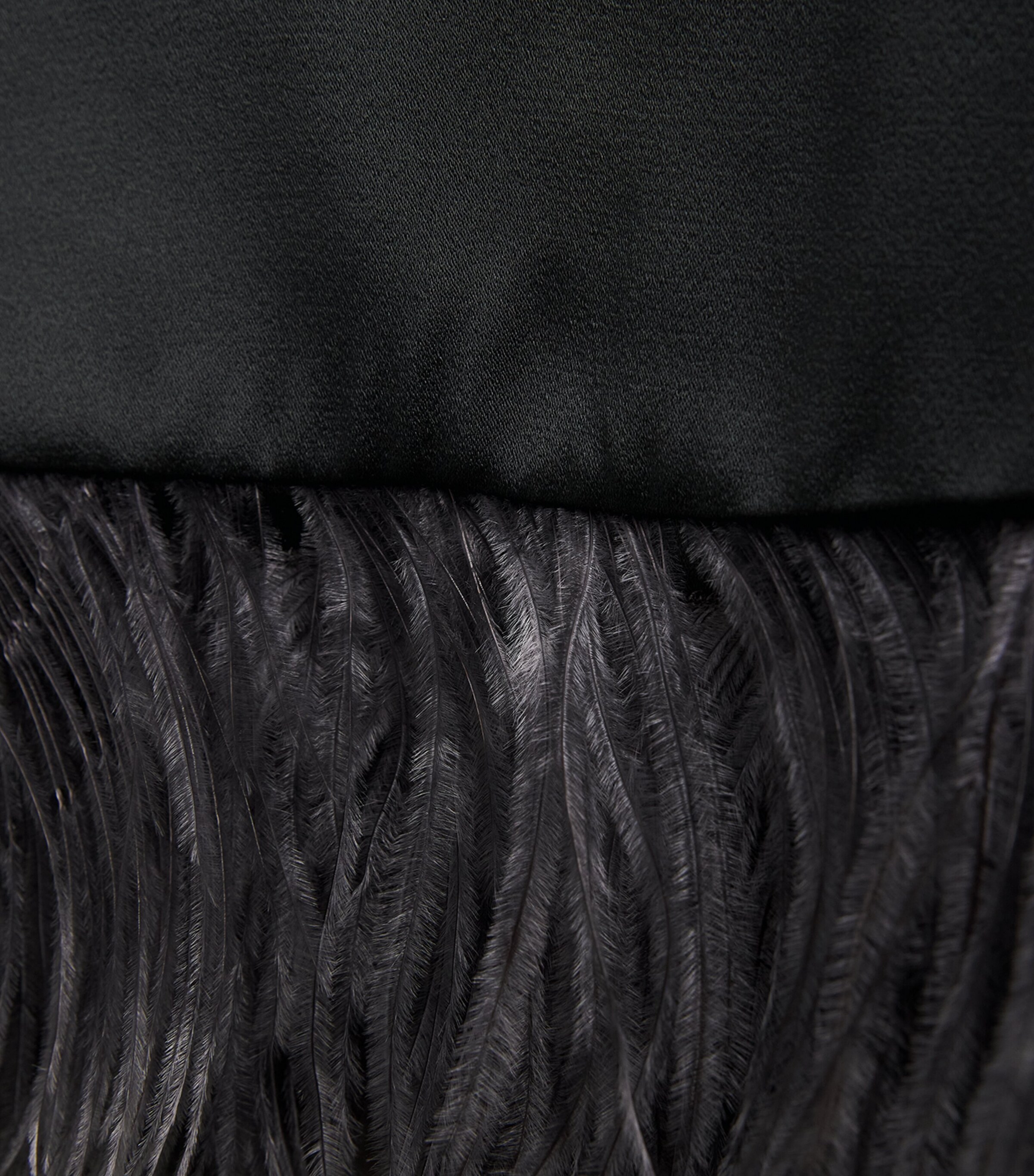 Fabiana Filippi Womens Satin Ostrich Feather-Trim Blouse Ardesia Image 6