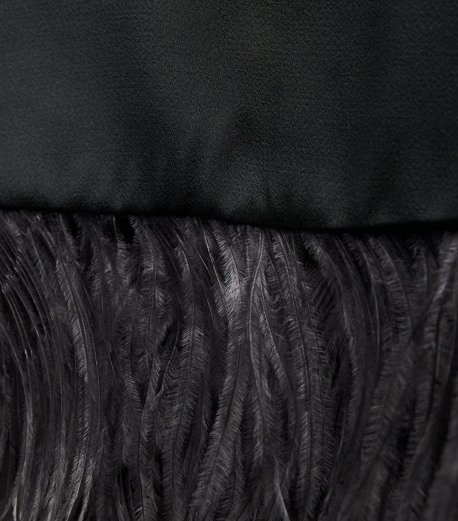 Fabiana Filippi Womens Satin Ostrich Feather-Trim Blouse Ardesia Image 6