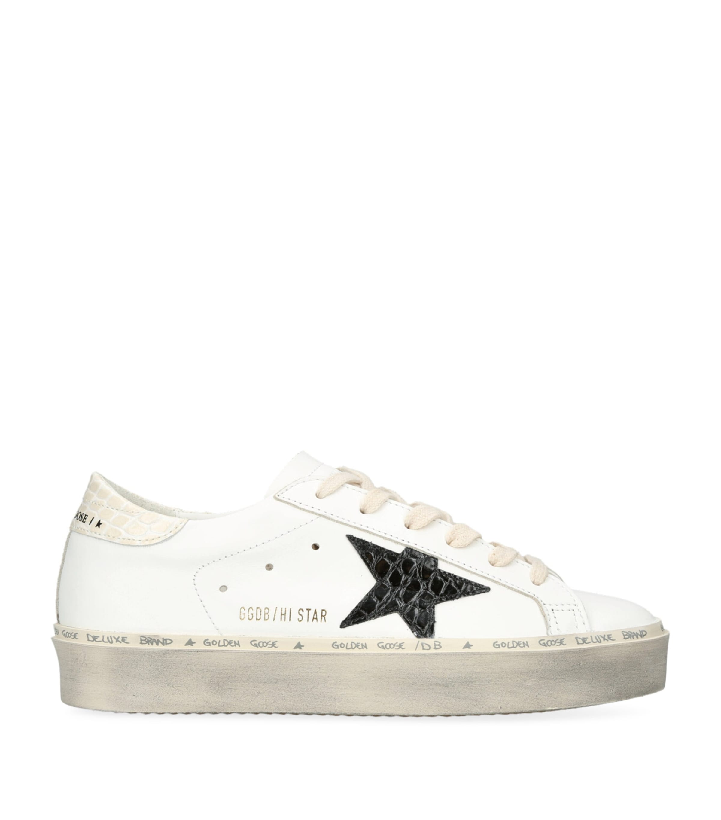 Golden Goose Leather Hi Star Sneakers In White