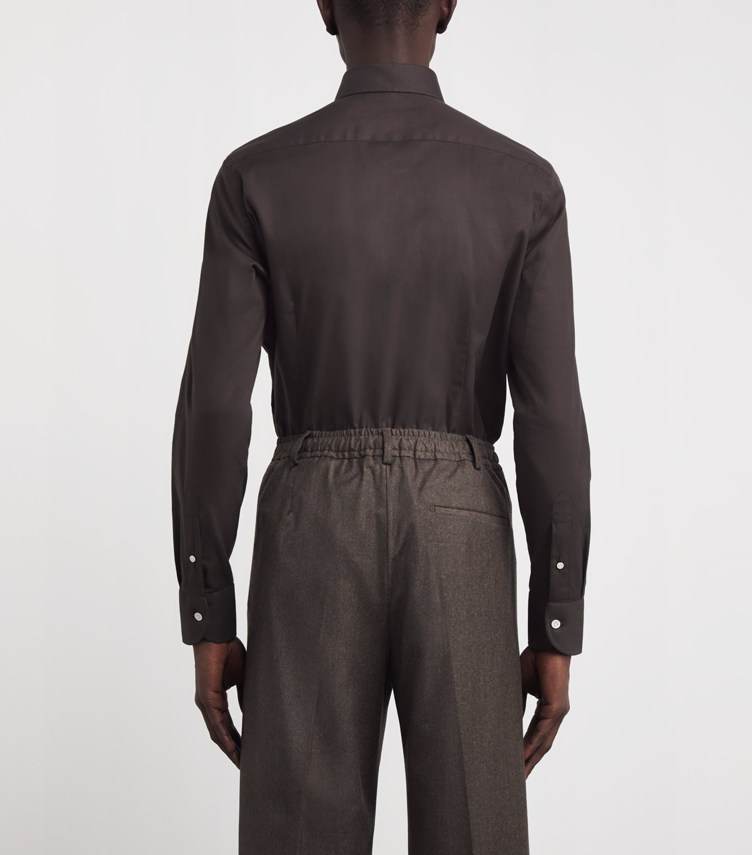 Cotton Long-Sleeve Shirt CHOCOLATE BROWN Image 4