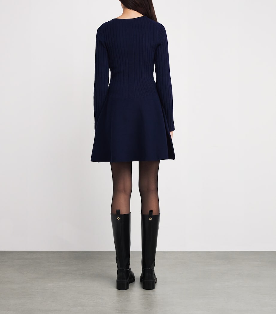 Ribbed Knitted Mini Dress NAVY Image 3