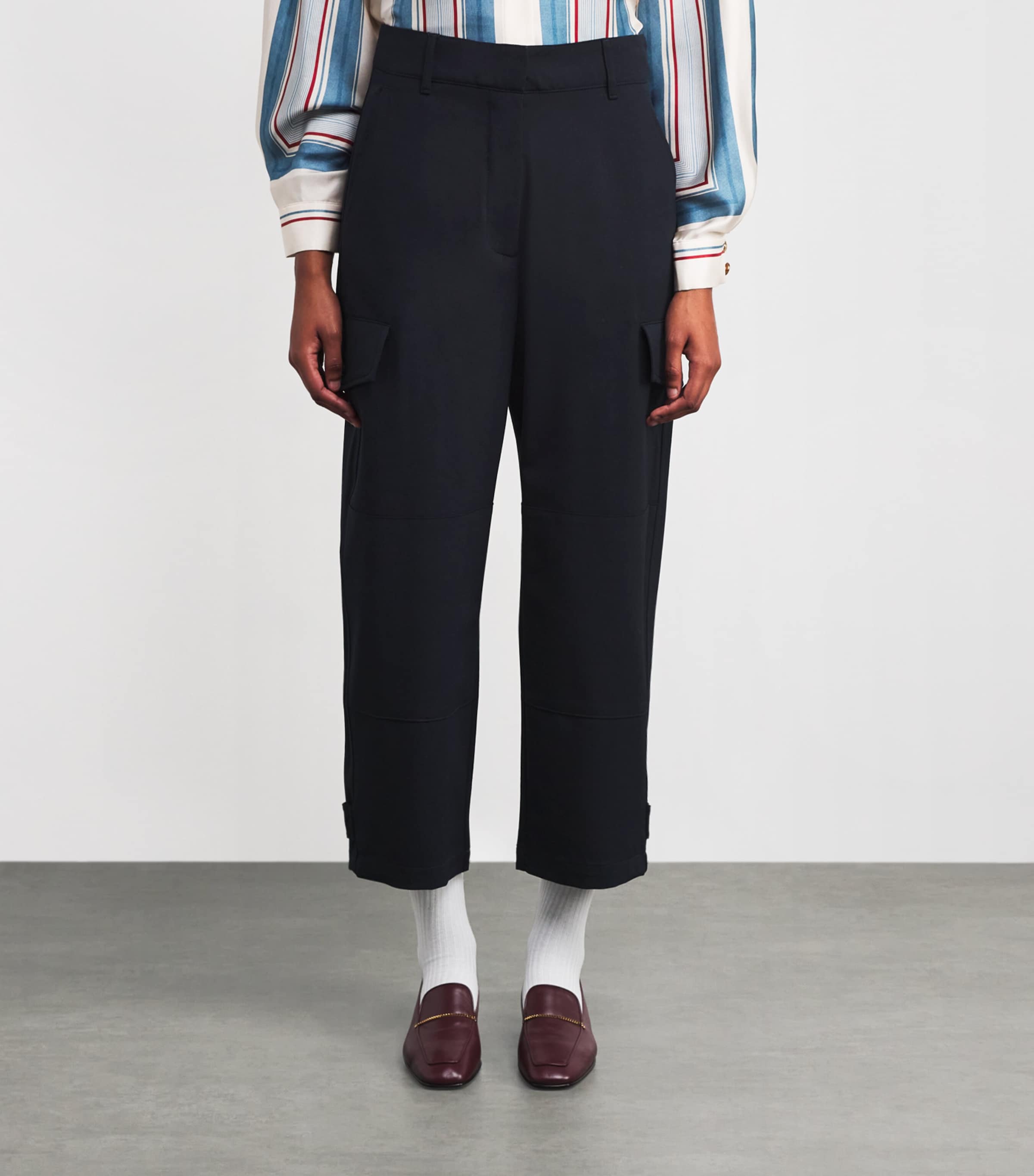 Tech Cropped Cargo Trousers NAVY Image 3