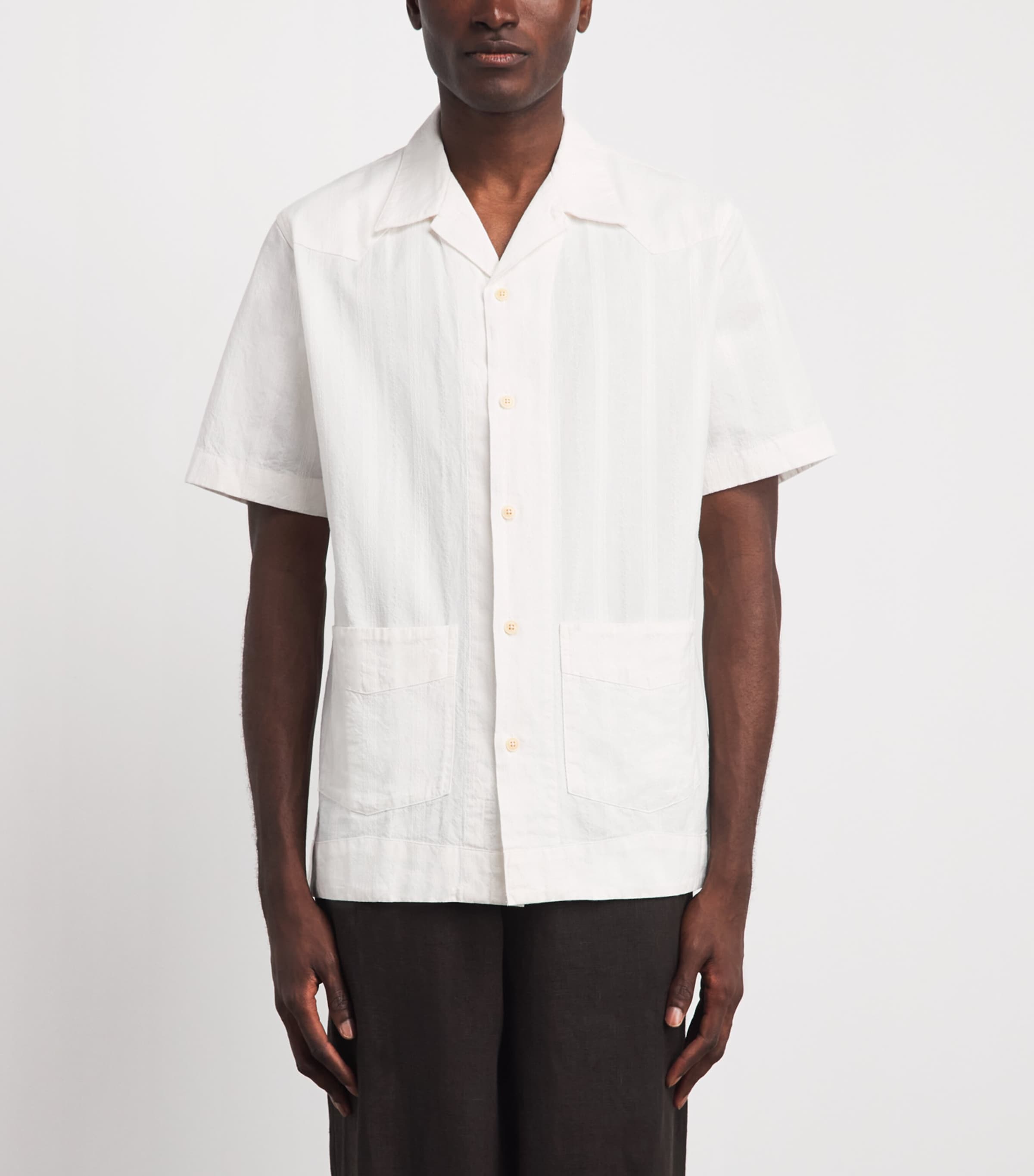 Oliver Spencer Mens Cotton Cuban Shirt White Image 4