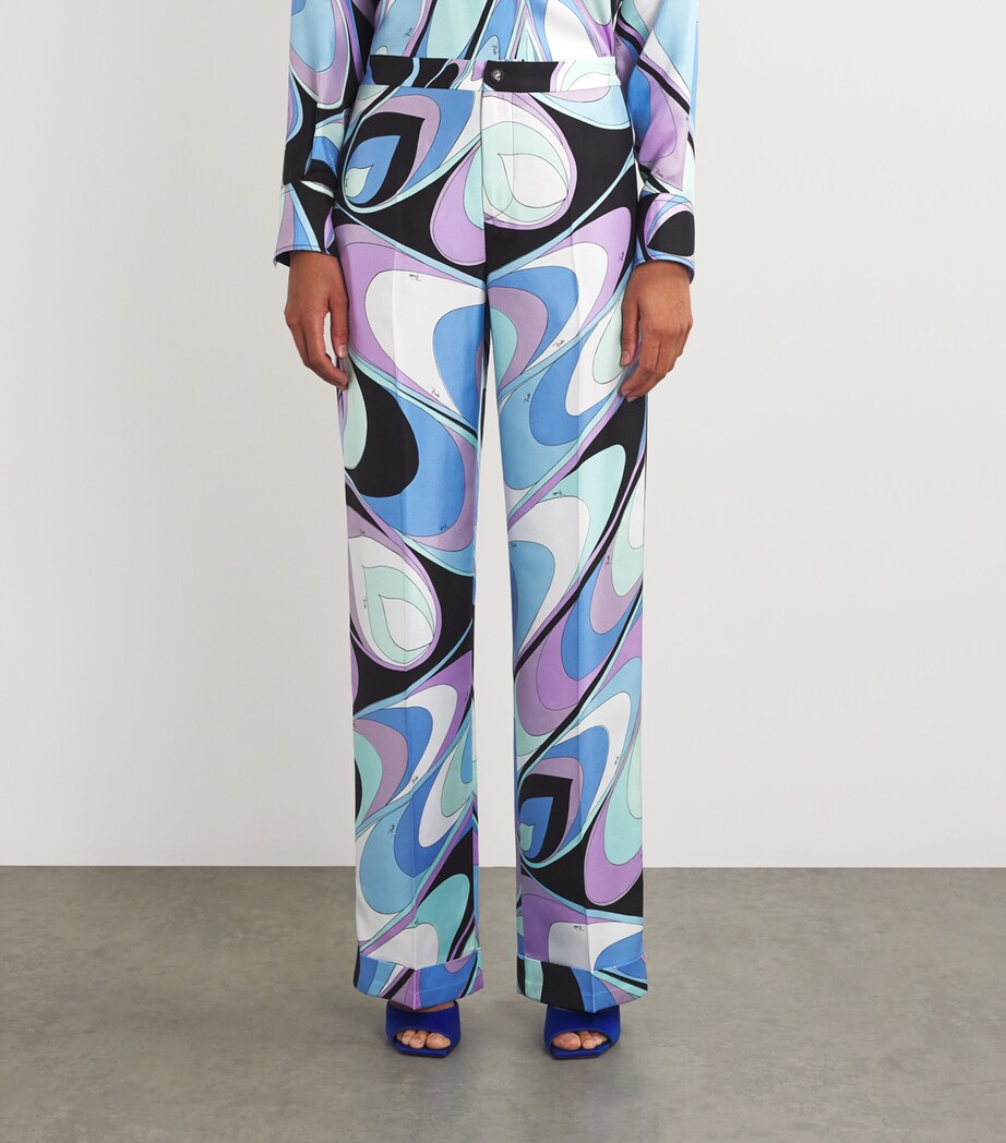 PUCCI Womens Silk Straight Tailored Trousers Celeste Image 3