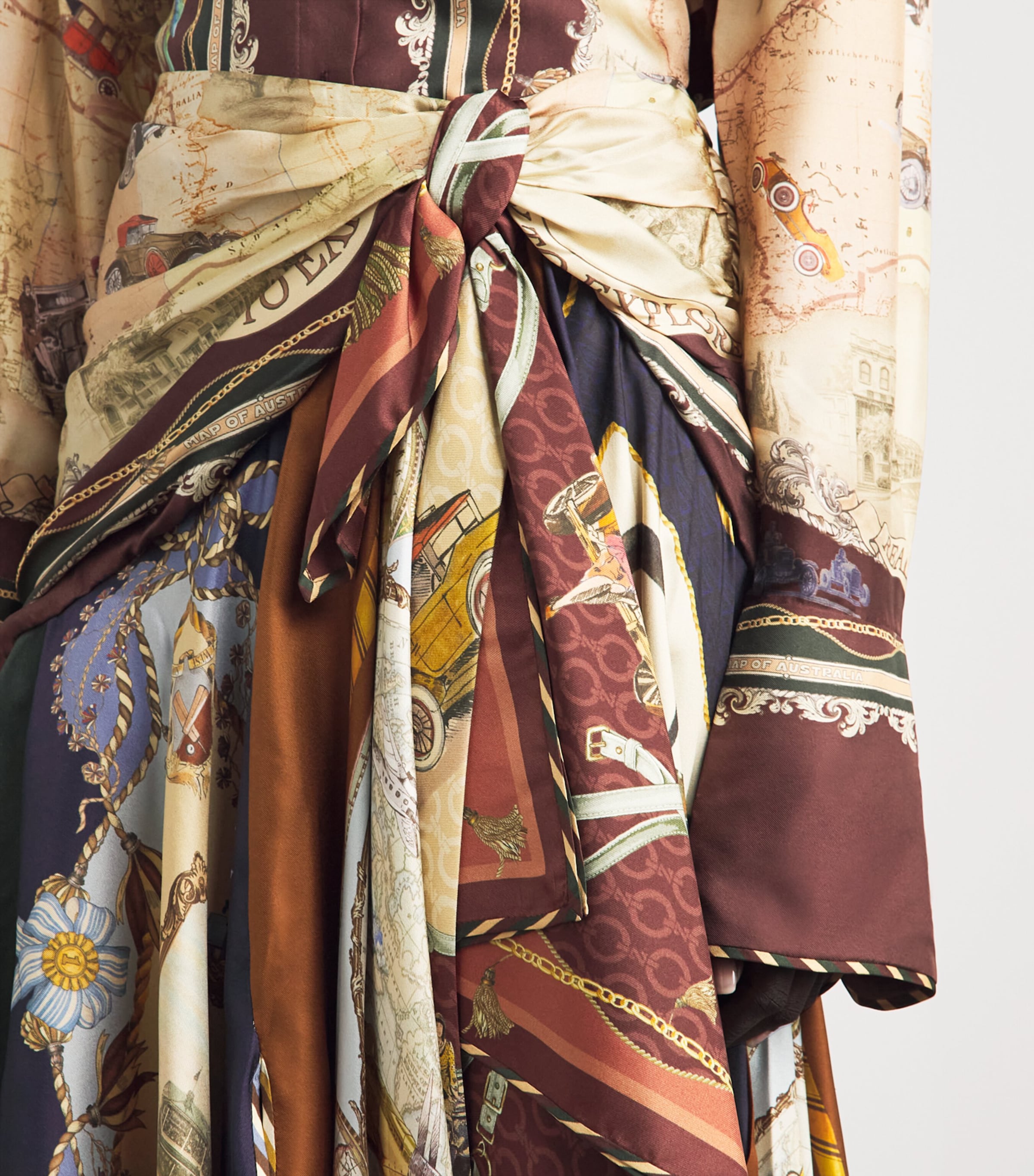 Zimmermann Womens Silk Valiant Draped Scarf Midi Skirt Spliced Scarves Image 3
