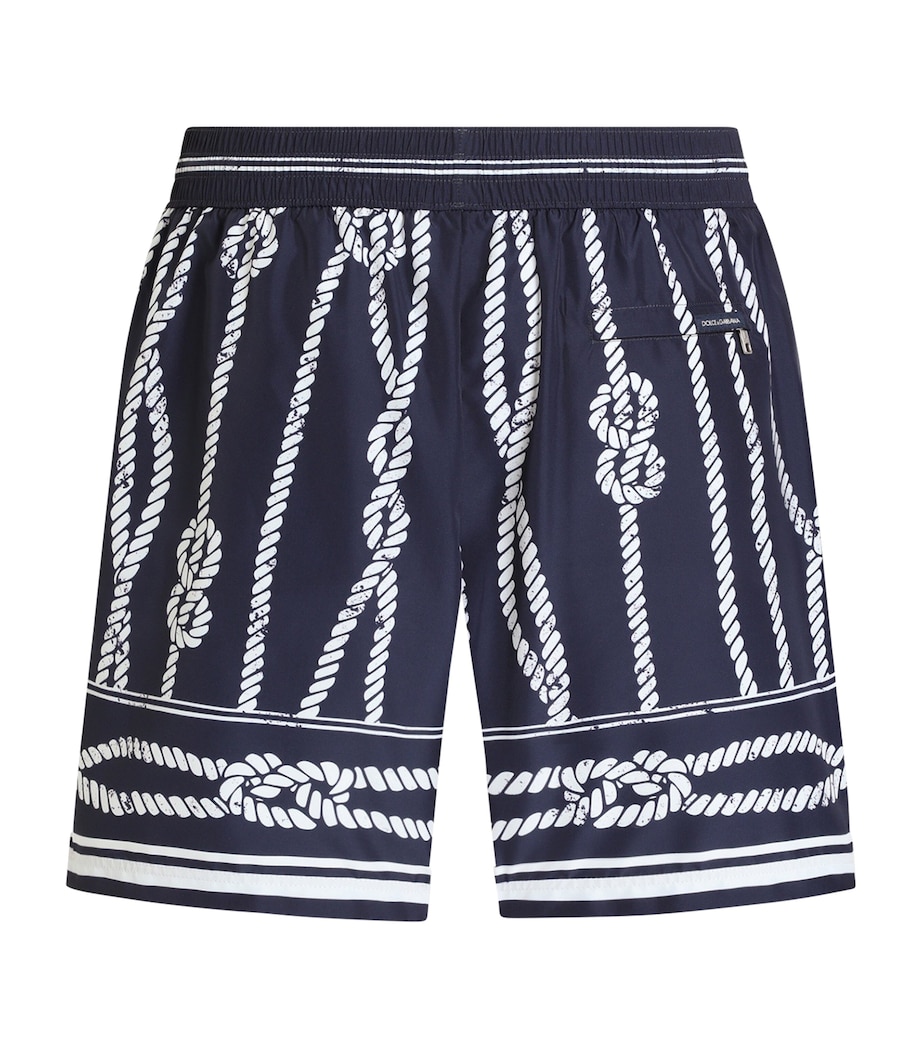 Dolce&Gabbana Mens Knot Print Mid-Length Swim Shorts Corde F.blu Na Image 2
