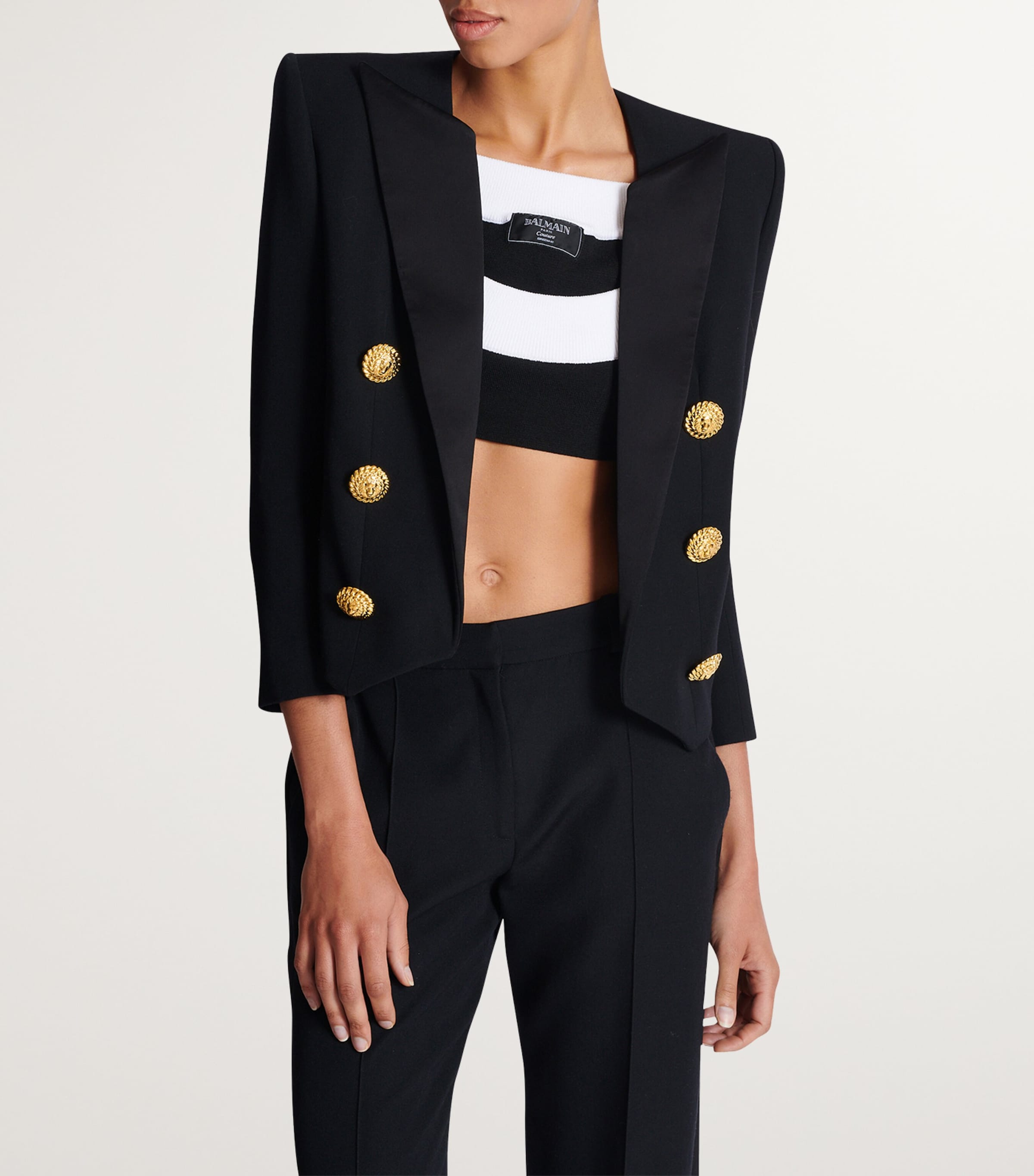 Wool Grain De Poudre Cropped Jacket 0PA NOIR Image 7