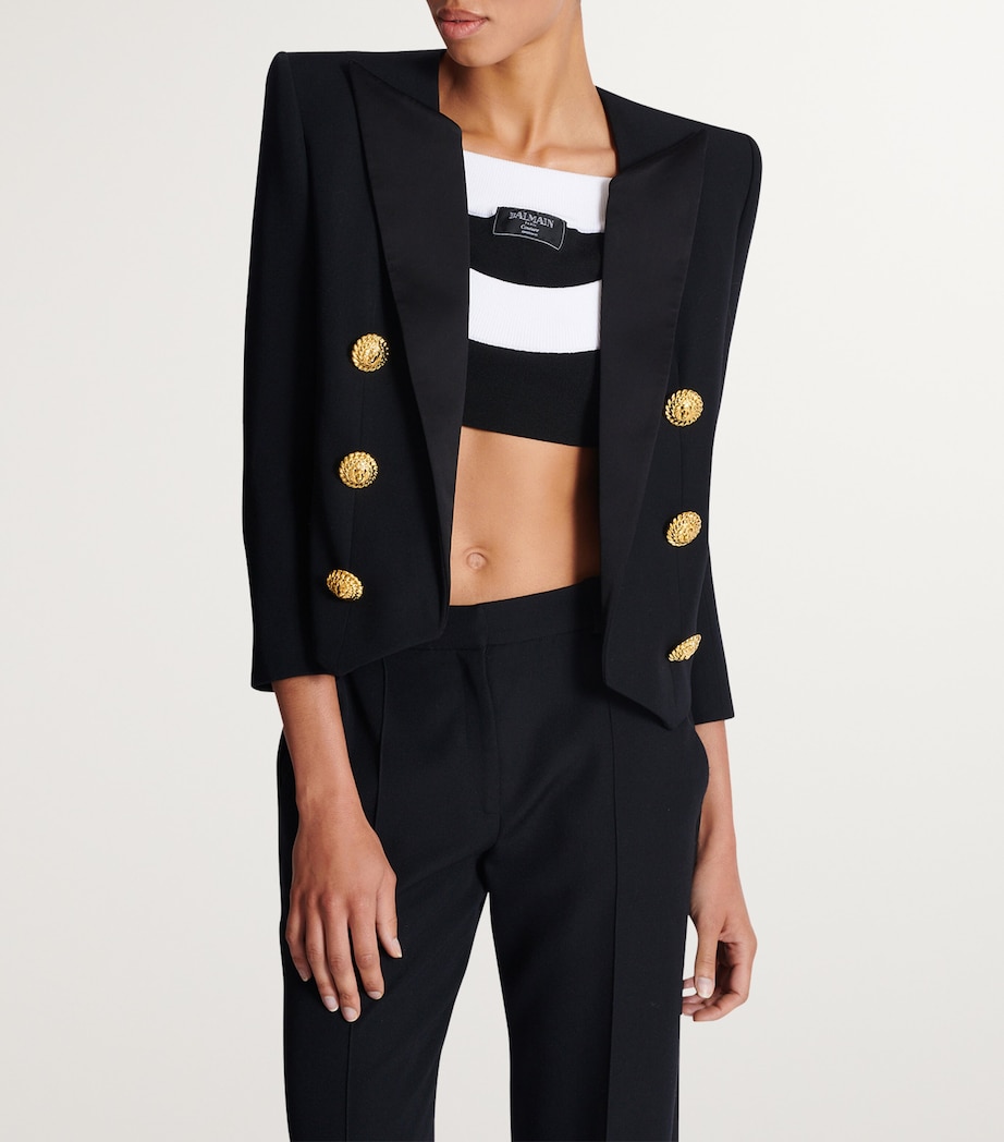 Wool Grain De Poudre Cropped Jacket 0PA NOIR Image 7