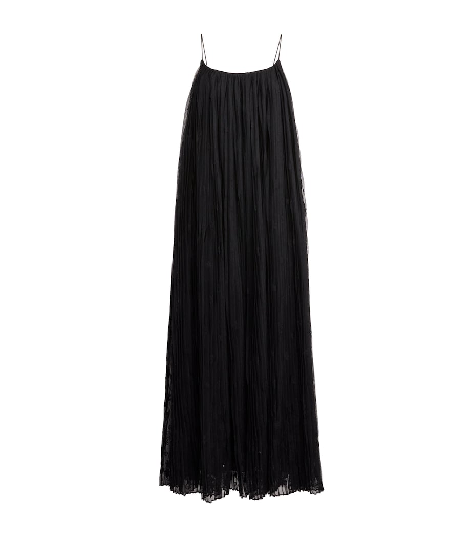 Tulle Floral Maxi Dress 001 BLACK Image 1