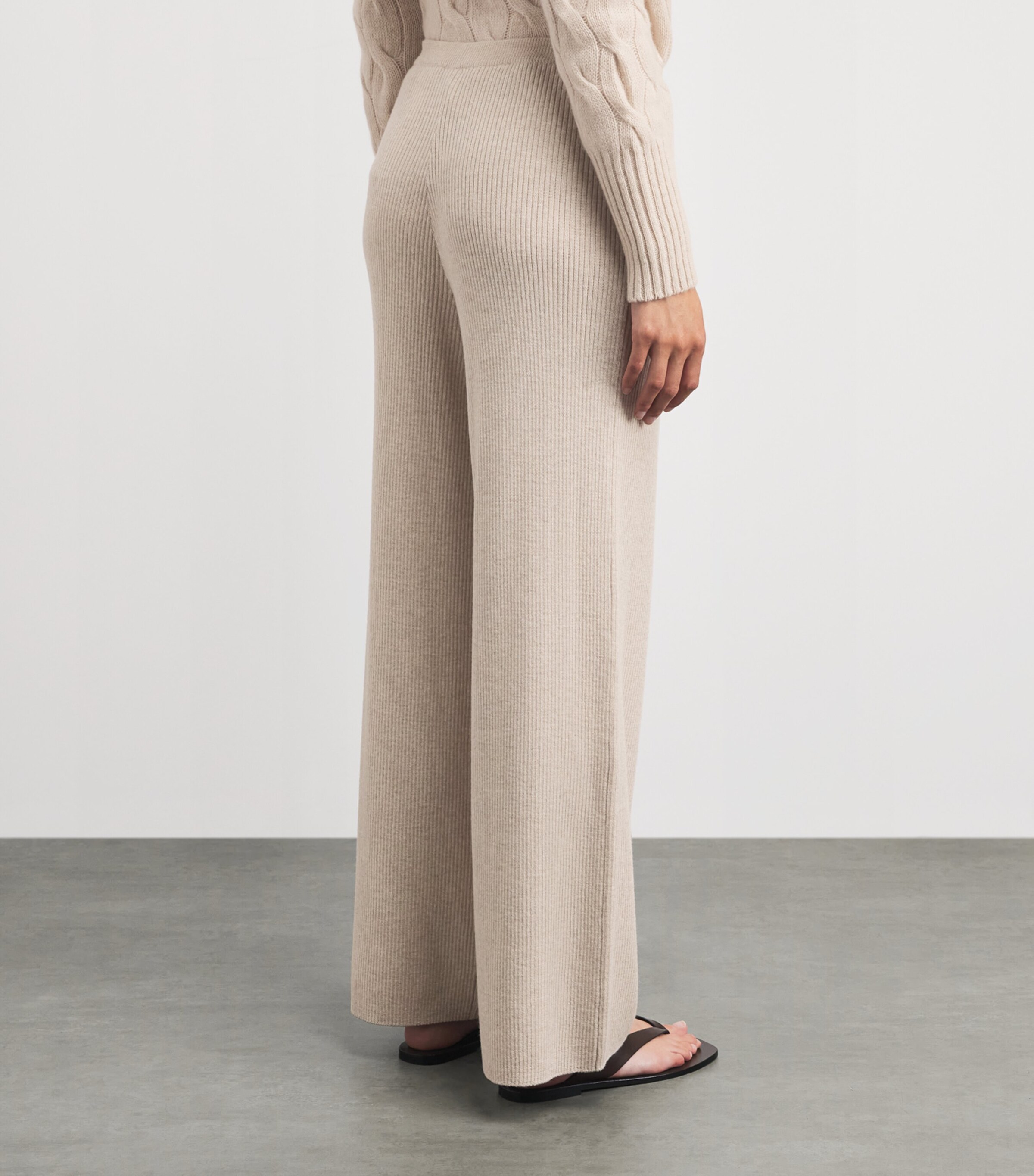 Johnstons Of Elgin Womens Wool Ribbed Trousers Stone Image 5